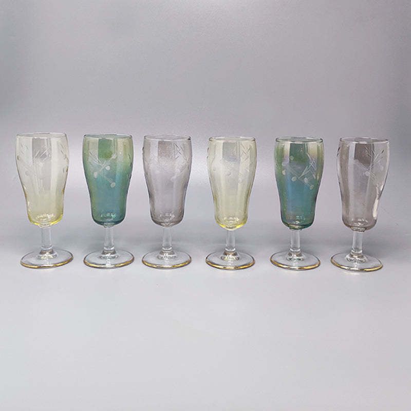 1960s Astonishing Set Of Six Crystal Glasses. Made In Italy photo furniture