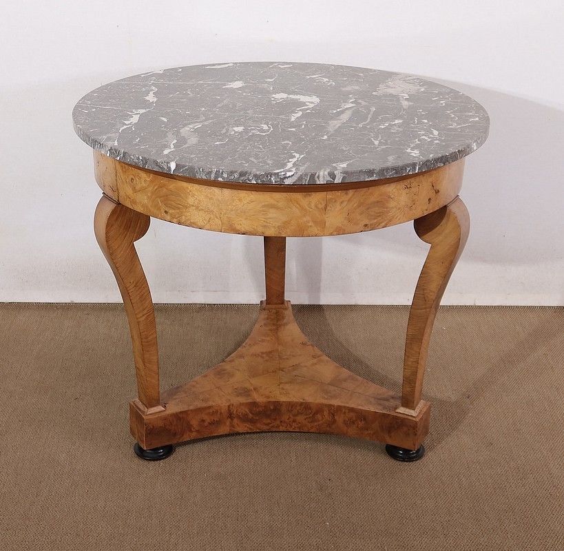 Pedestal Table In Walnut And Marble, Restoration Period, Early 19th Century photo furniture