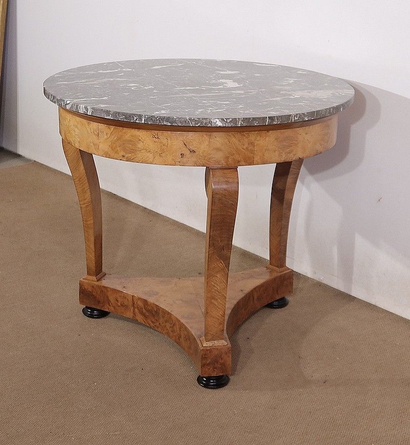 Pedestal Table In Walnut And Marble, Restoration Period, Early 19th Century photo Furniture