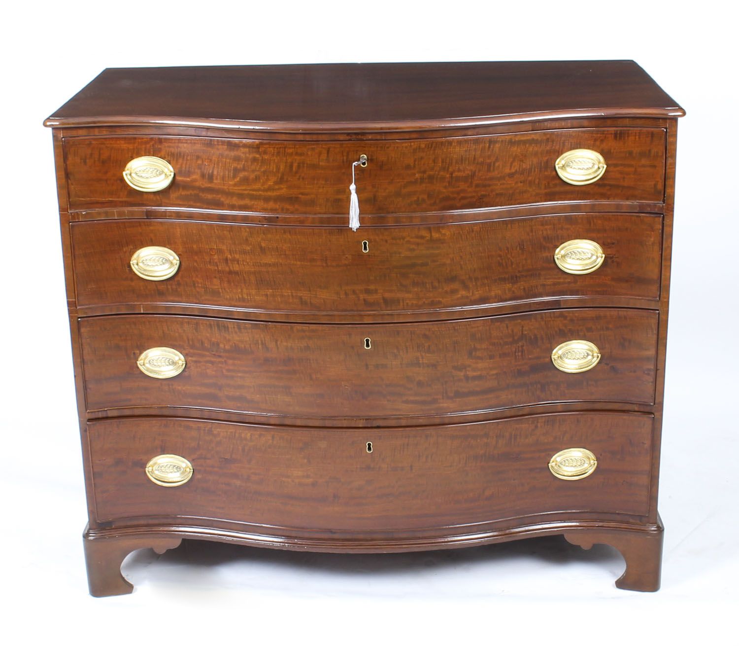 Antique George III Serpentine Flame Mahogany Chest Drawers  18th Century photo furniture