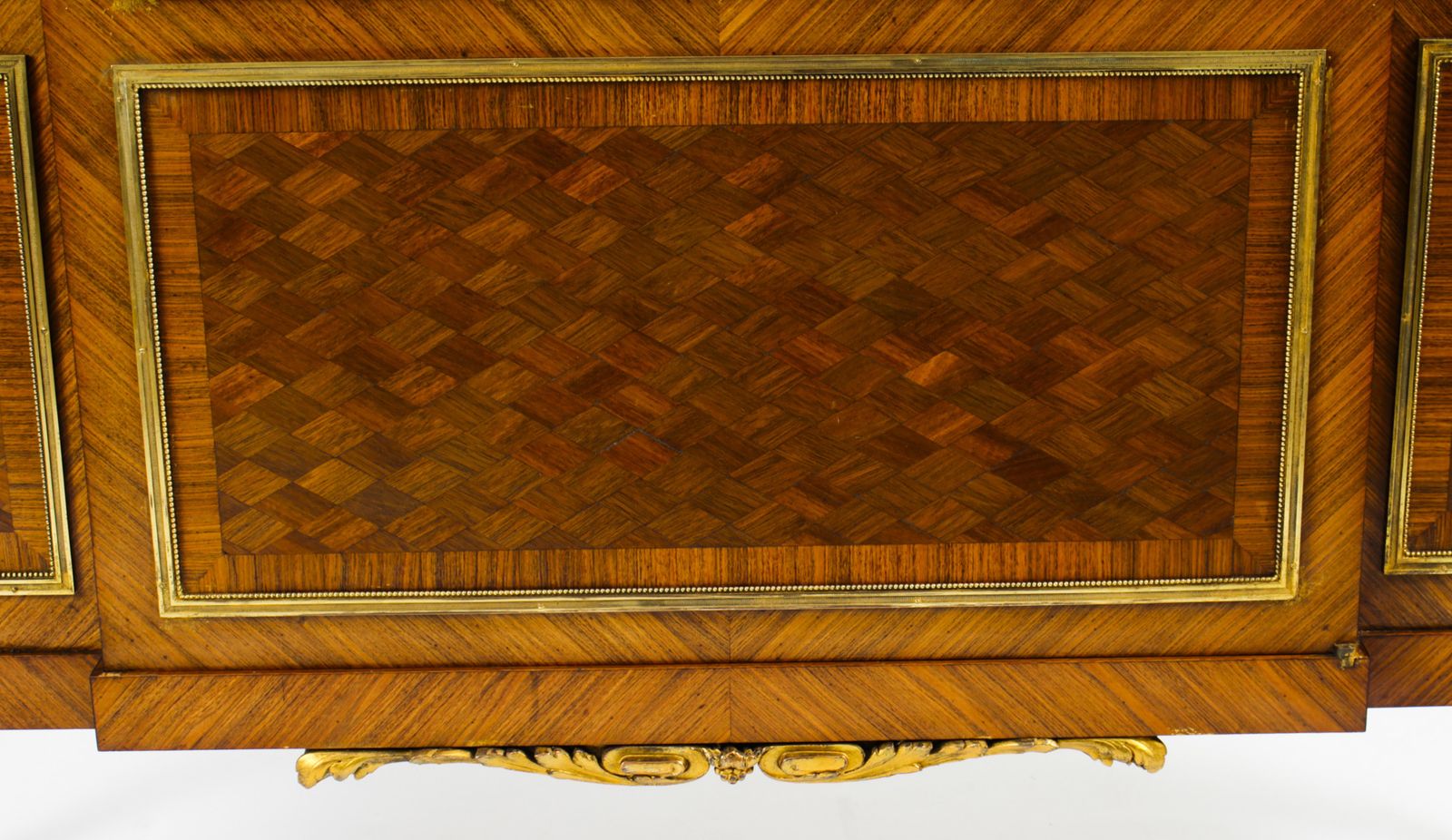 Furniture Antique French Kingwood Parquetry Ormolu Mounted Vitrine Cabinet 19th C photo