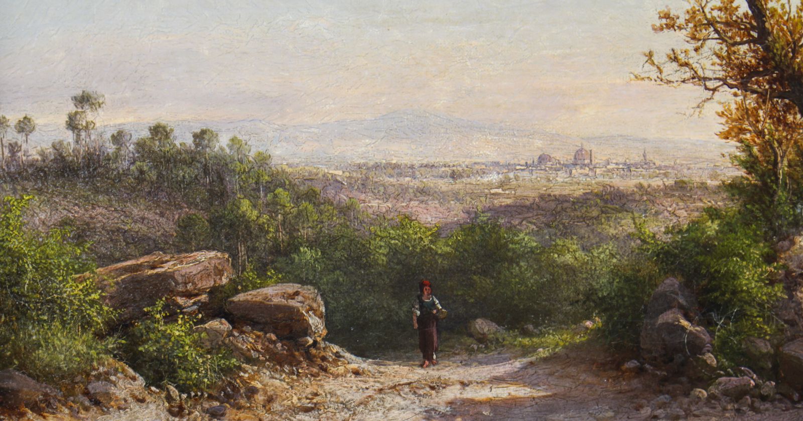 Antique Italian Landscape Oil Painting Guido Agostini 19thc photo furniture