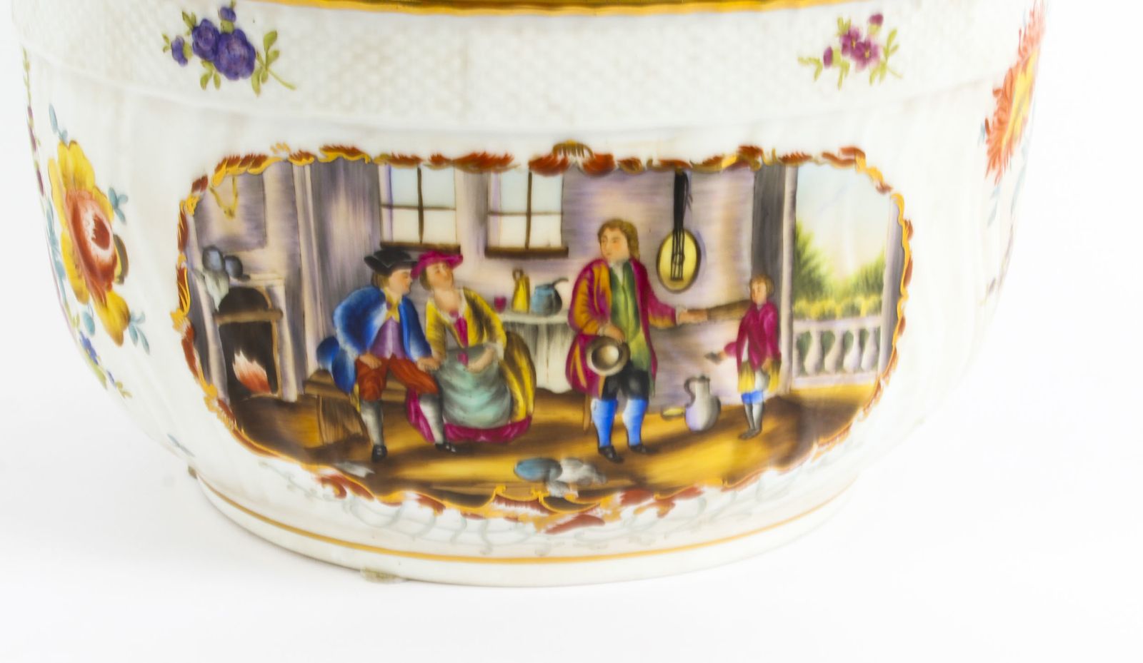 Magnificent Dresden Style Hand Painted Porcelain Tureen Late 20th Century photo for sale