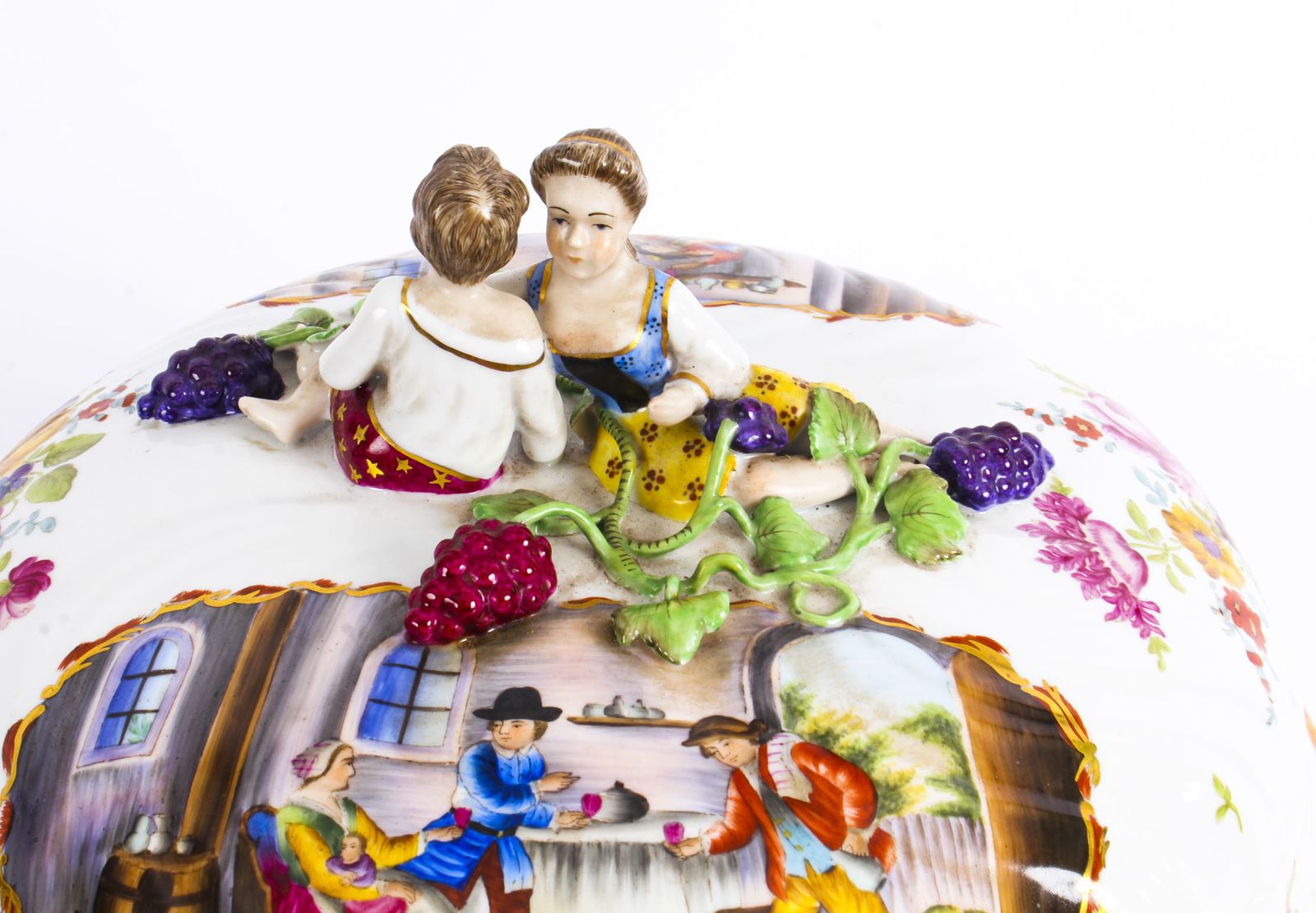 Magnificent Dresden Style Hand Painted Porcelain Tureen Late 20th Century photo Home Decor