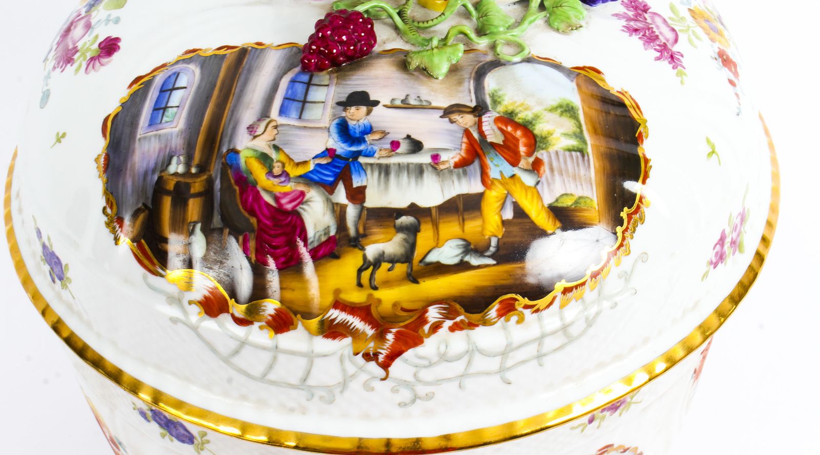 Magnificent Dresden Style Hand Painted Porcelain Tureen Late 20th Century photo buy