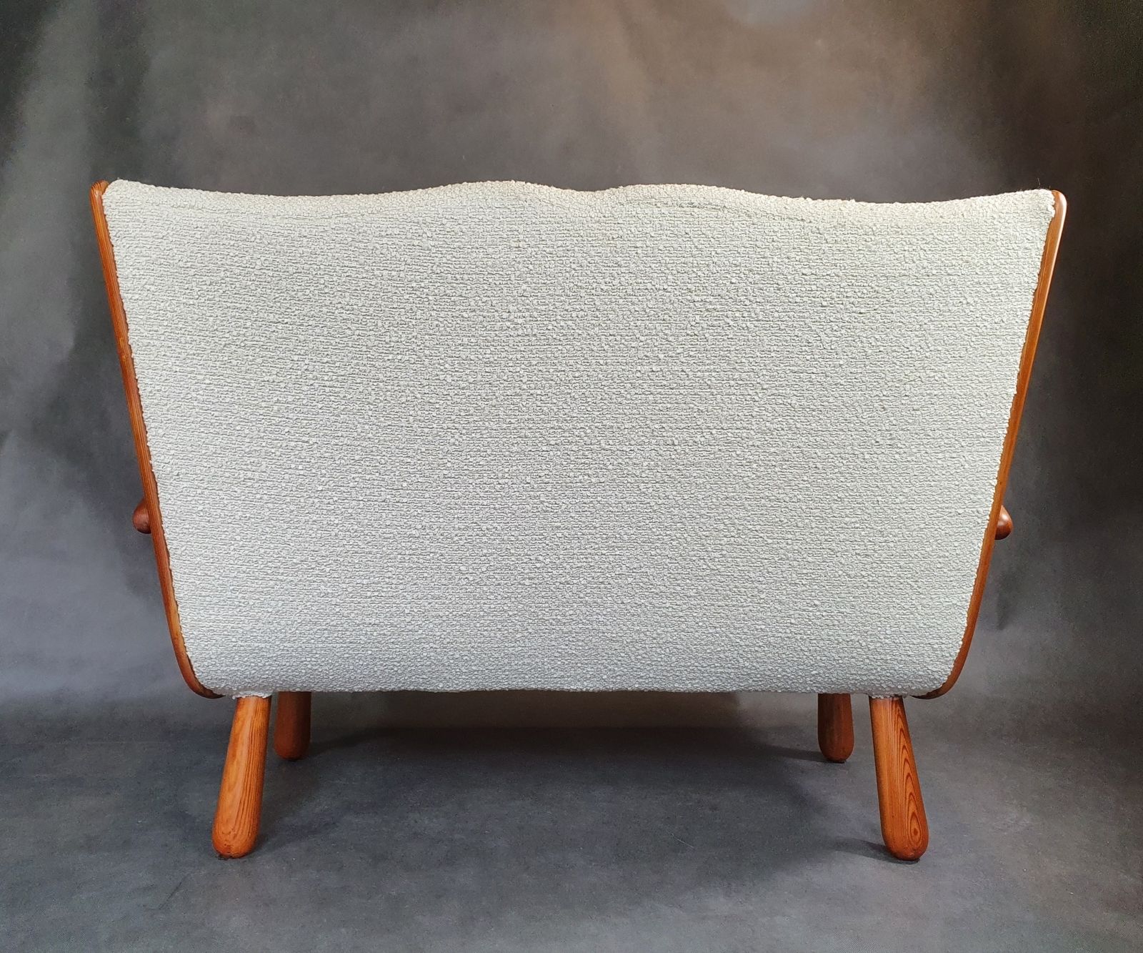 Two Seater Sofa In Bouclé Fabric And Oak, Attributed To Philip Arctander, Scandinavian Mid Century 1950s photo 2990.0