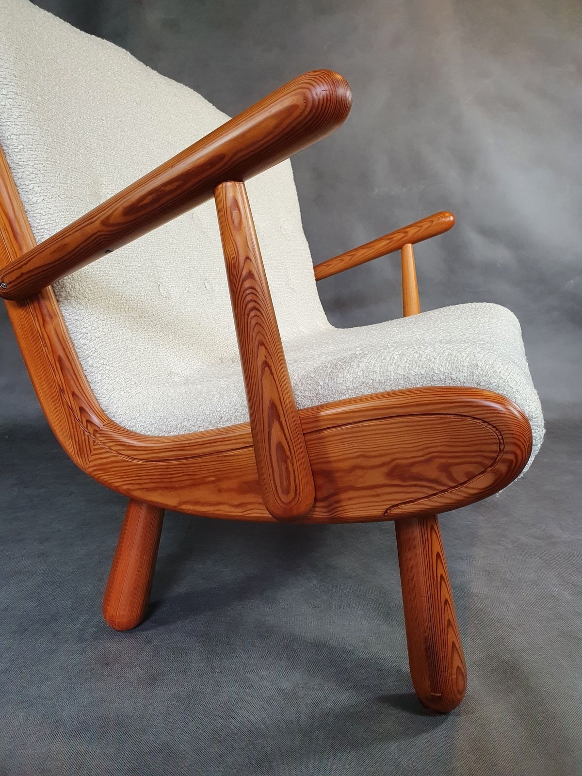 Furniture Two Seater Sofa In Bouclé Fabric And Oak, Attributed To Philip Arctander, Scandinavian Mid Century 1950s photo