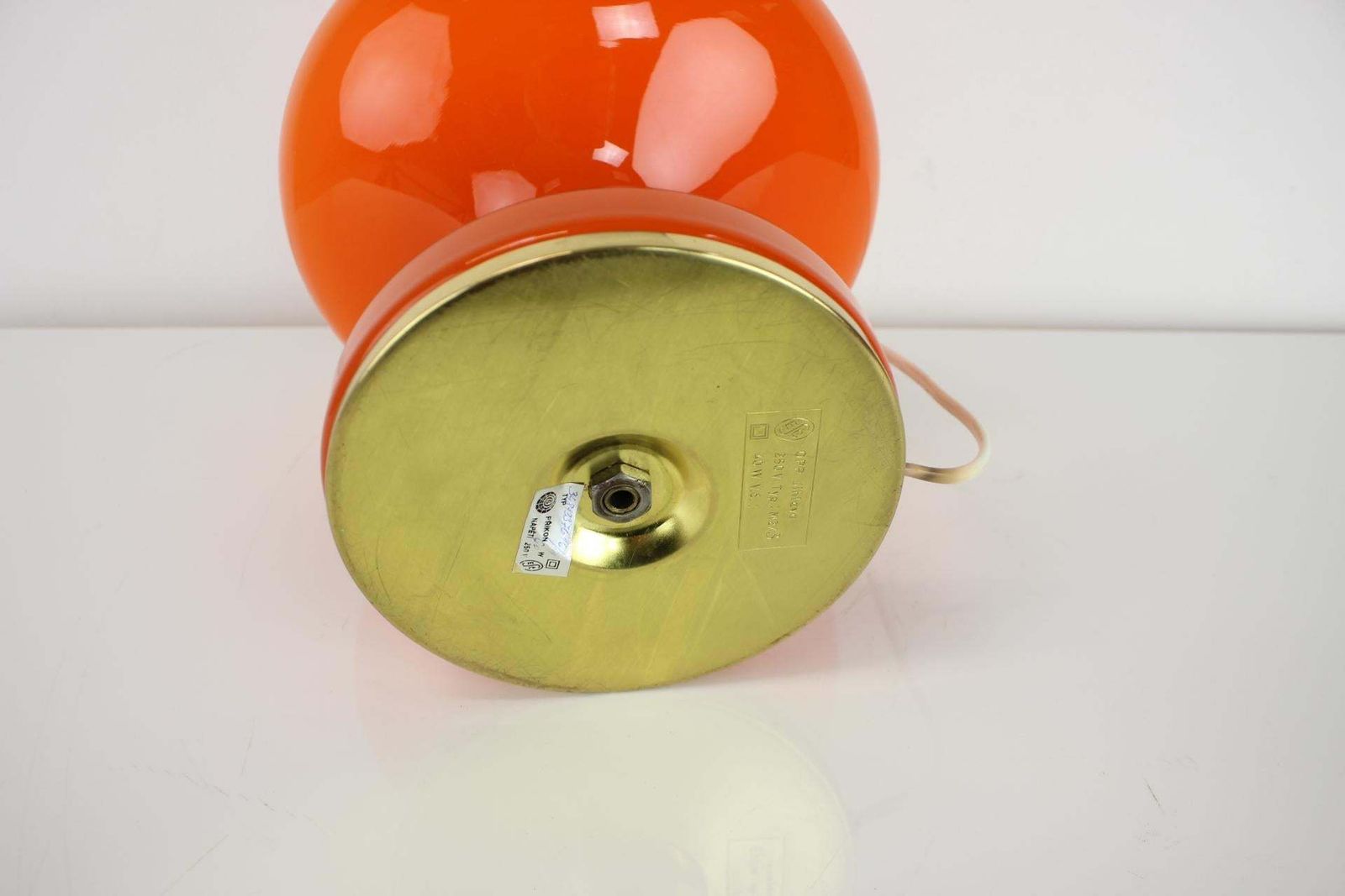 All Glass Orange Table Lamp By Valasske Mezirici, 1970s photo Lighting