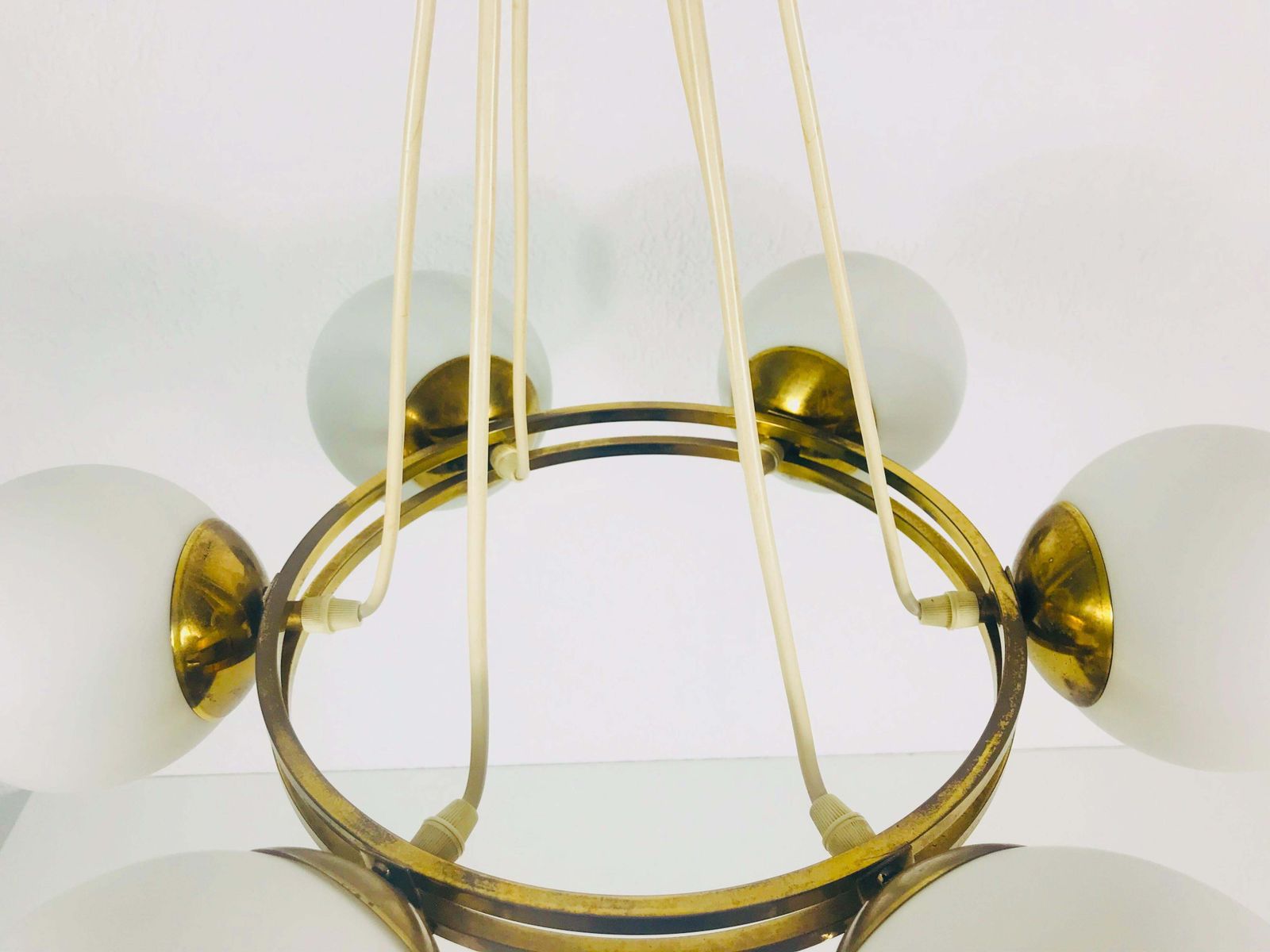 Mid Century Modern Golden Kaiser 6 Arm Space Age Chandelier, 1960s, Germany photo 1566.0