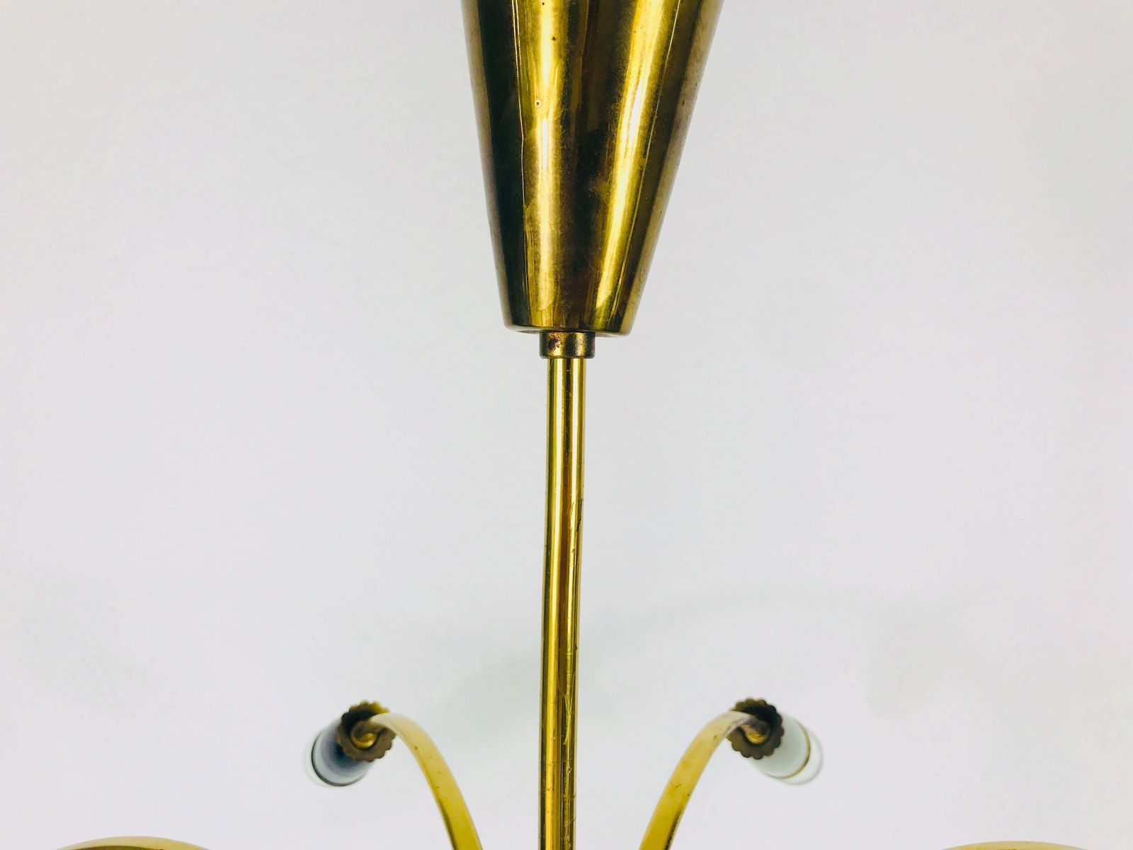 Lighting Large Midcentury Brass 8 Arm Sputnik Chandelier, 1950s photo