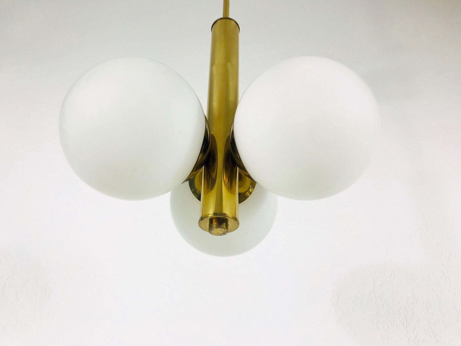 Mid Century Modern Golden Kaiser 3 Arm Space Age Chandelier 1960s Germany photo 908.0