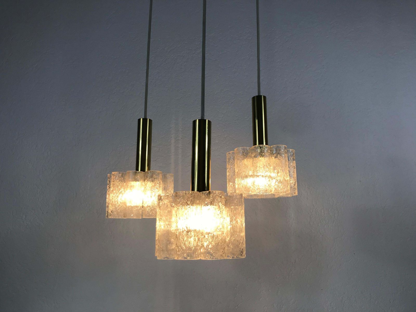 photo vinterior Doria Midcentury Crystal Ice Glass Cascade Pendant Lamp, Germany, 1960s