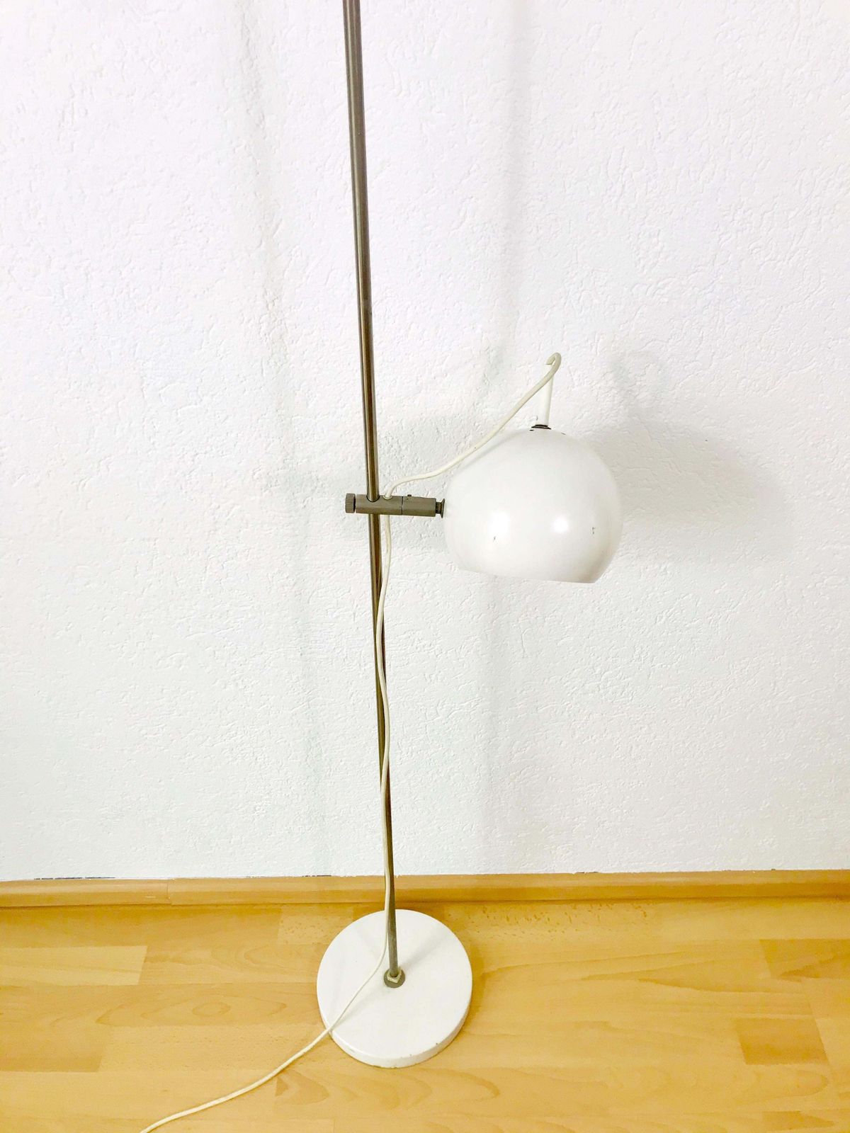 Midcentury White Floor Lamp In The Style Of Joe Colombo, 1960s photo vinterior