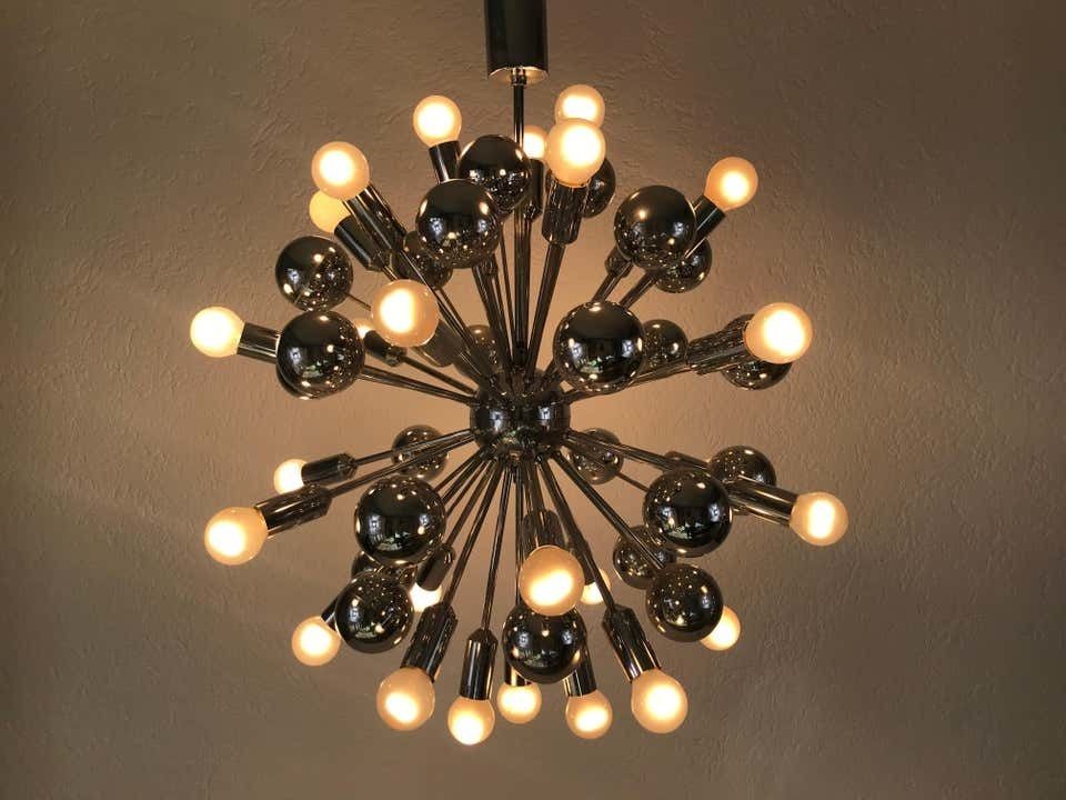 Rare Large Space Age Chrome Chandelier By Cosack Leuchten, 1970s, Germany photo for sale