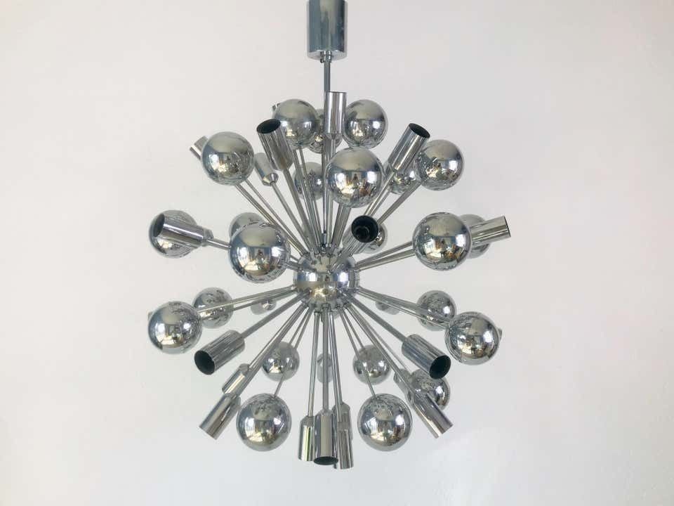Rare Large Space Age Chrome Chandelier By Cosack Leuchten, 1970s, Germany photo buy