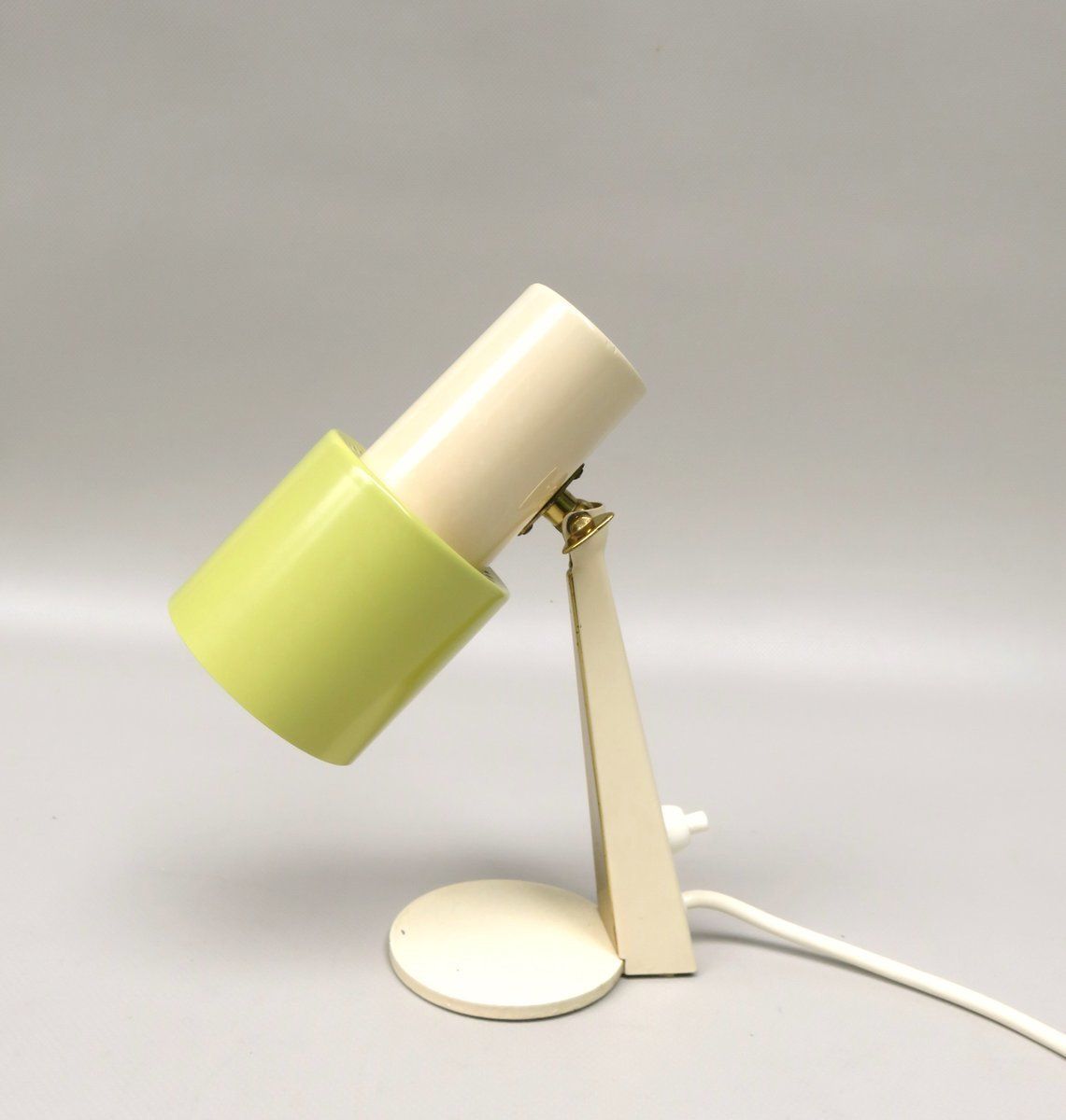 photo vinterior Small Table Lights In Beige And Green Brass 1960s Set Of 2