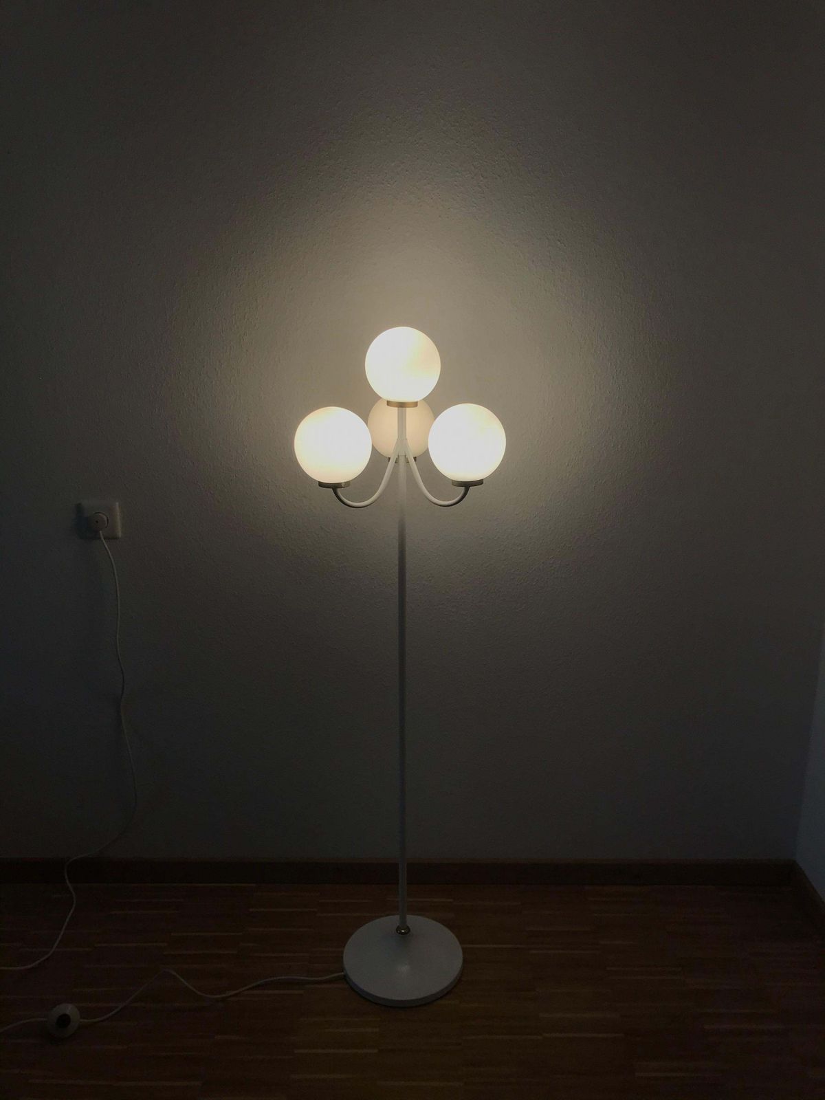 Kaiser Midcentury Brass And White 4 Arm Space Age Floor Lamp, 1960s, Germany photo furniture