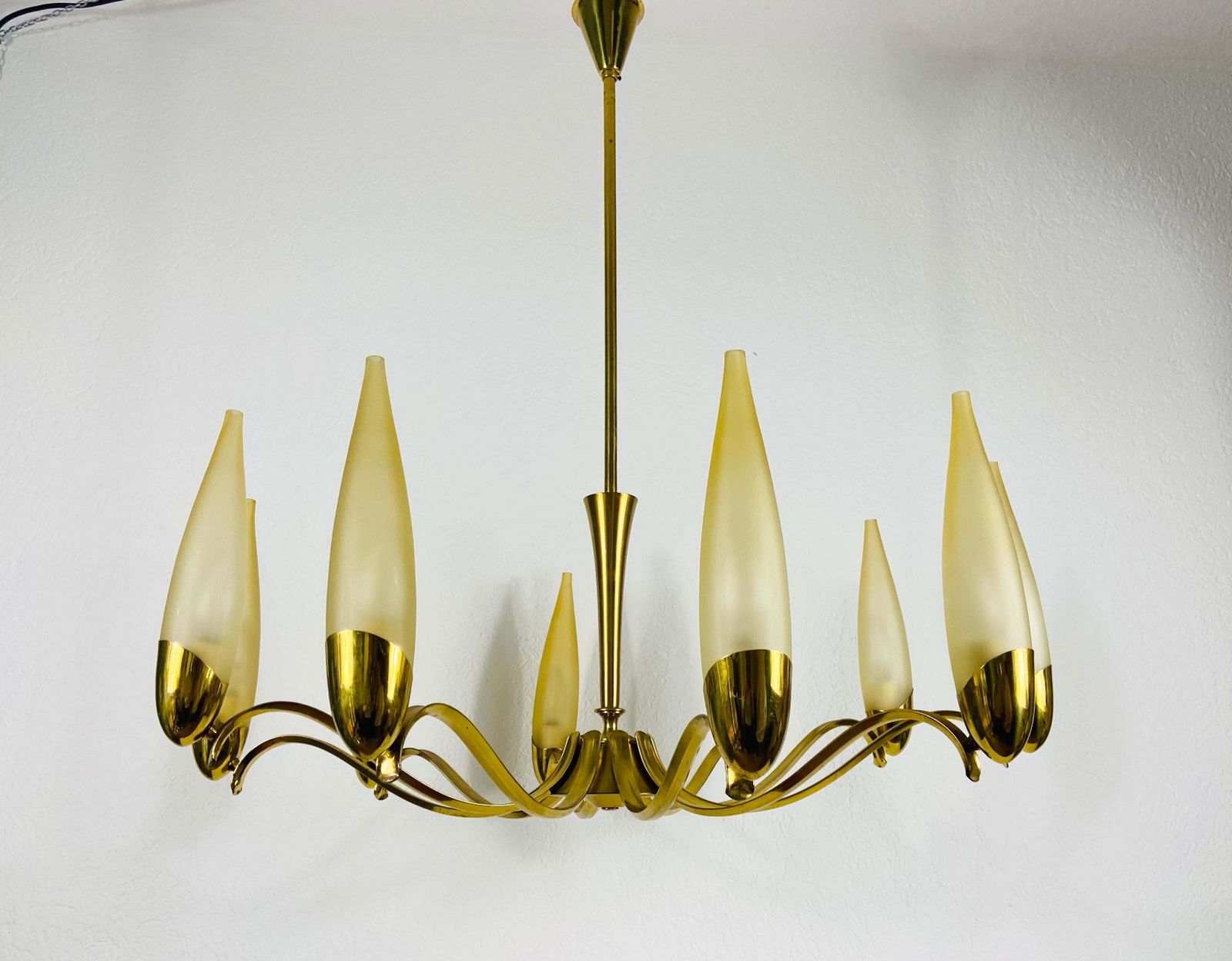 Mid Century Modern Italian Brass And Glass Chandelier, 1960s photo 2004.0