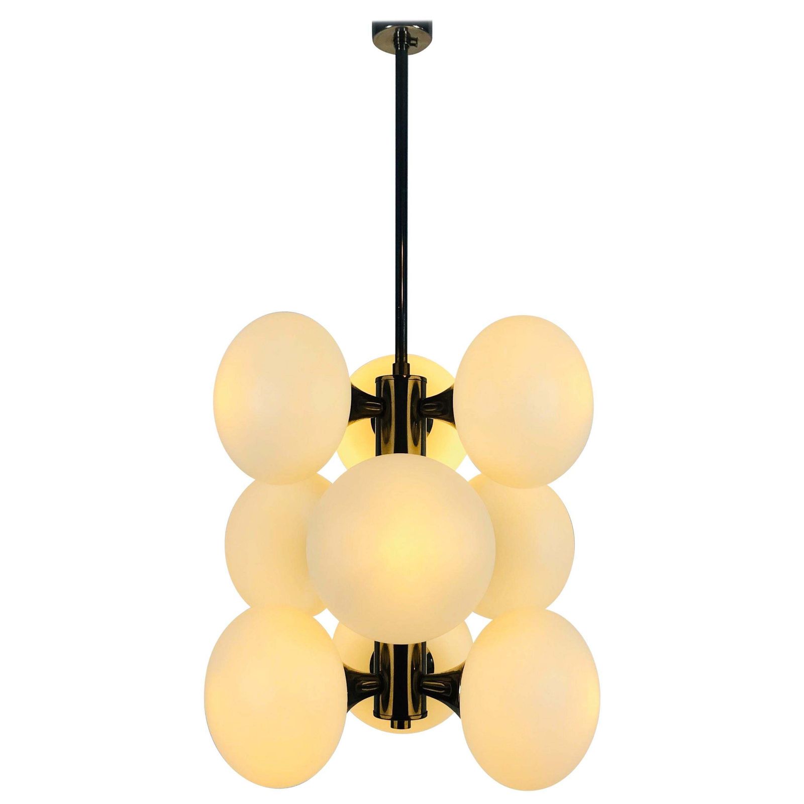 Mid Century Modern Chrome Kaiser 9 Arm Space Age Chandelier, 1960s, Germany