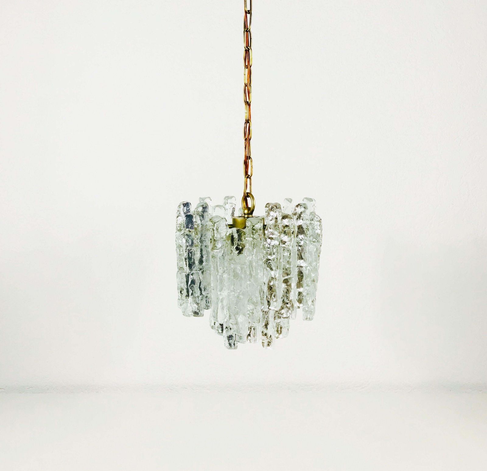 Midcentury Ice Crystal Glass Pendant Light Or Chandelier By Kalmar, Circa 1960s photo buy
