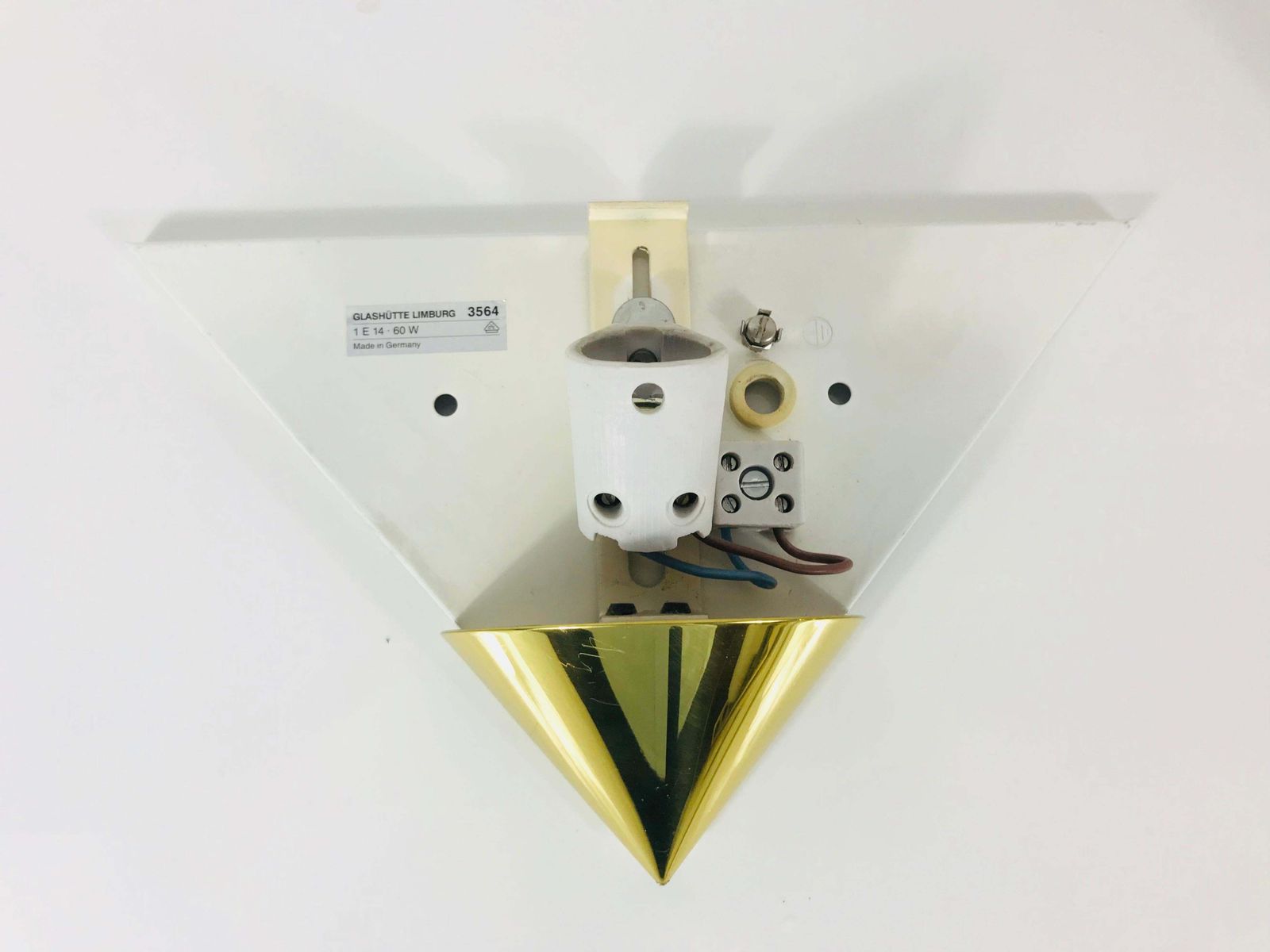 photo buy Set Of 3 Midcentury Brass And Opaline Glass Wall Lamps By Limburg, 1970s
