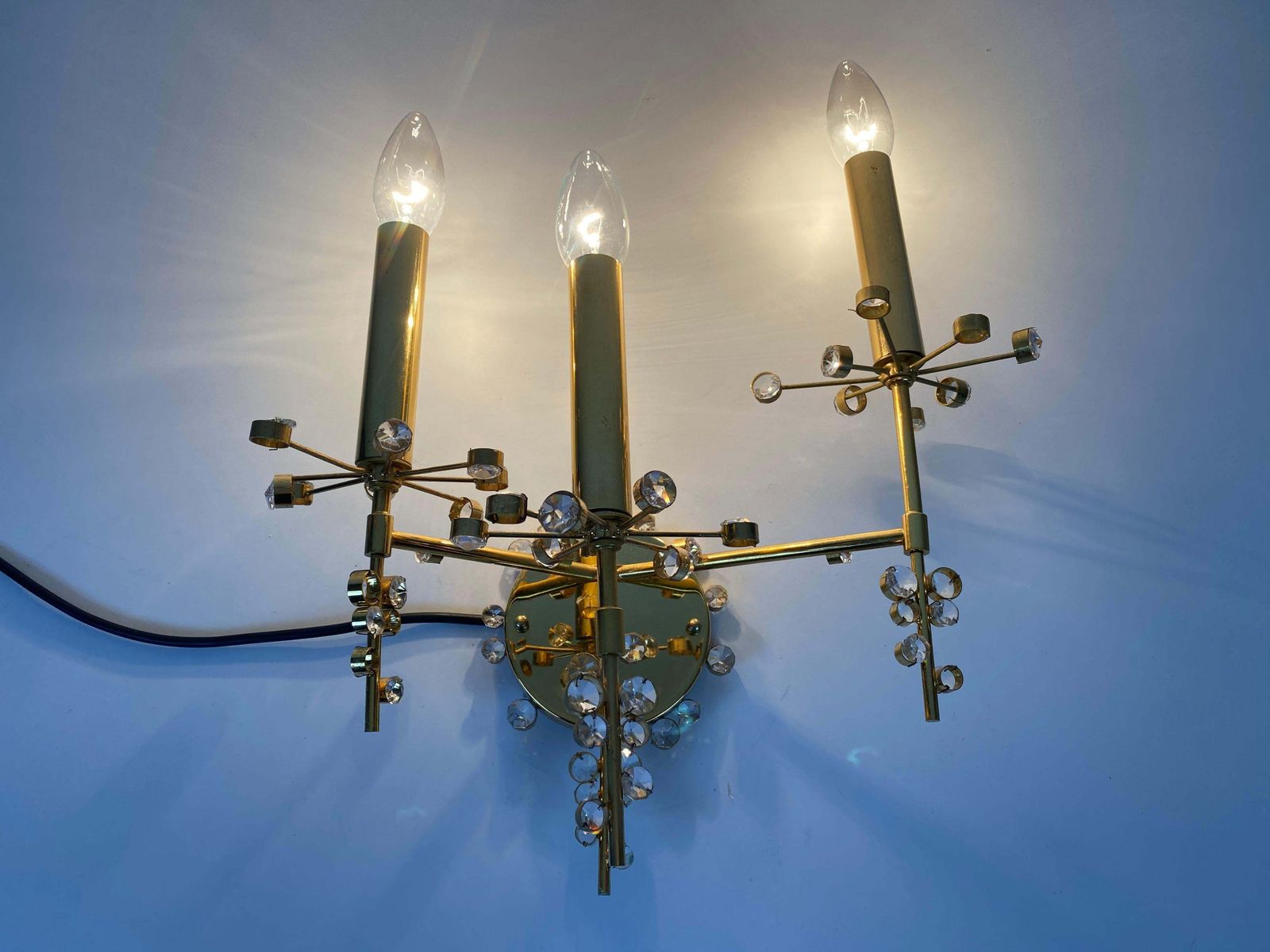 Extraordinary Geometric Crystal Glass Sconce By Palwa, Germany, 1960s photo 489.0