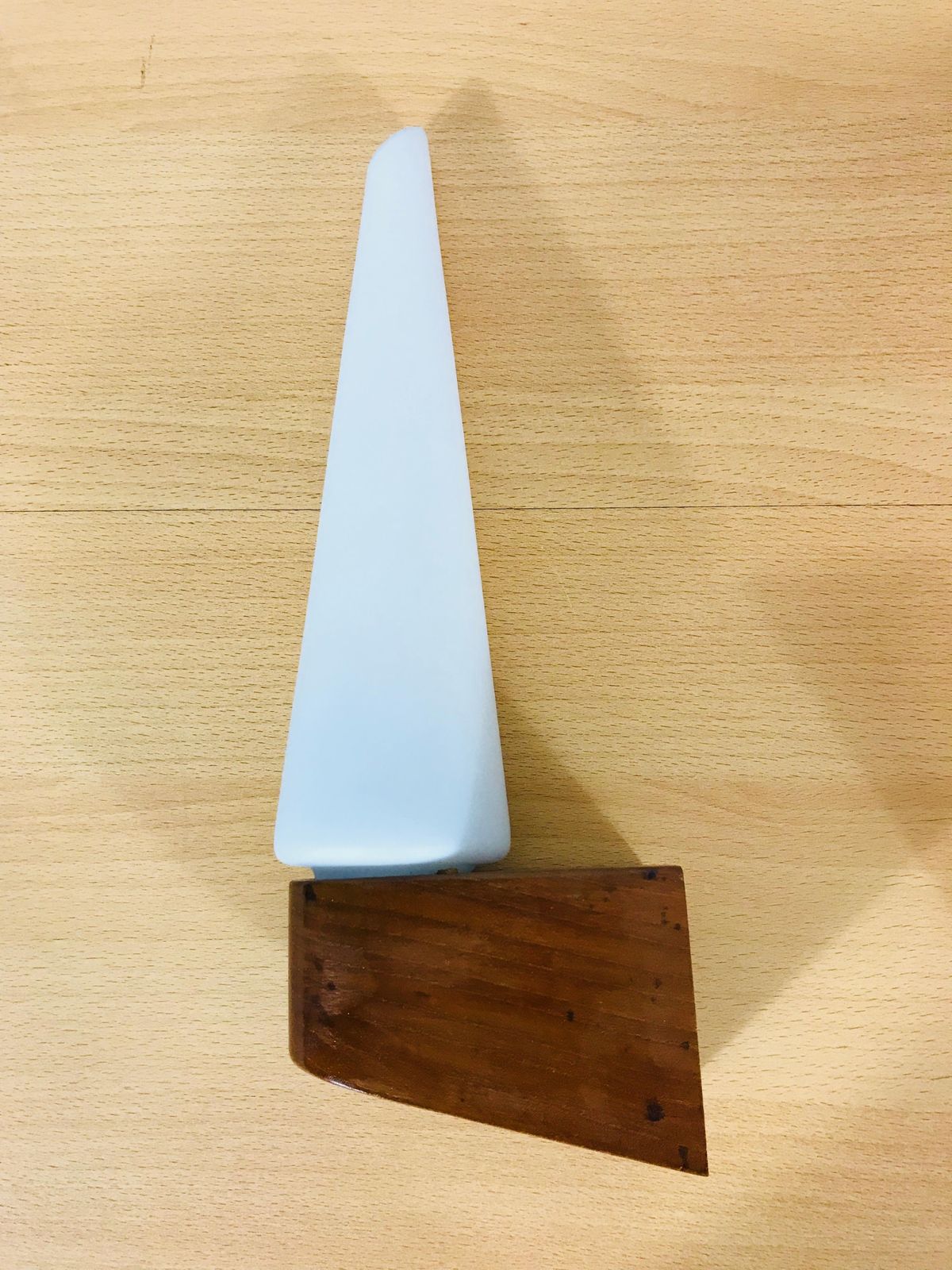 Mid Century Modern Teak And Opaque Glass Wall Lamps, 1960s, Scandinavian, Pair photo vinterior