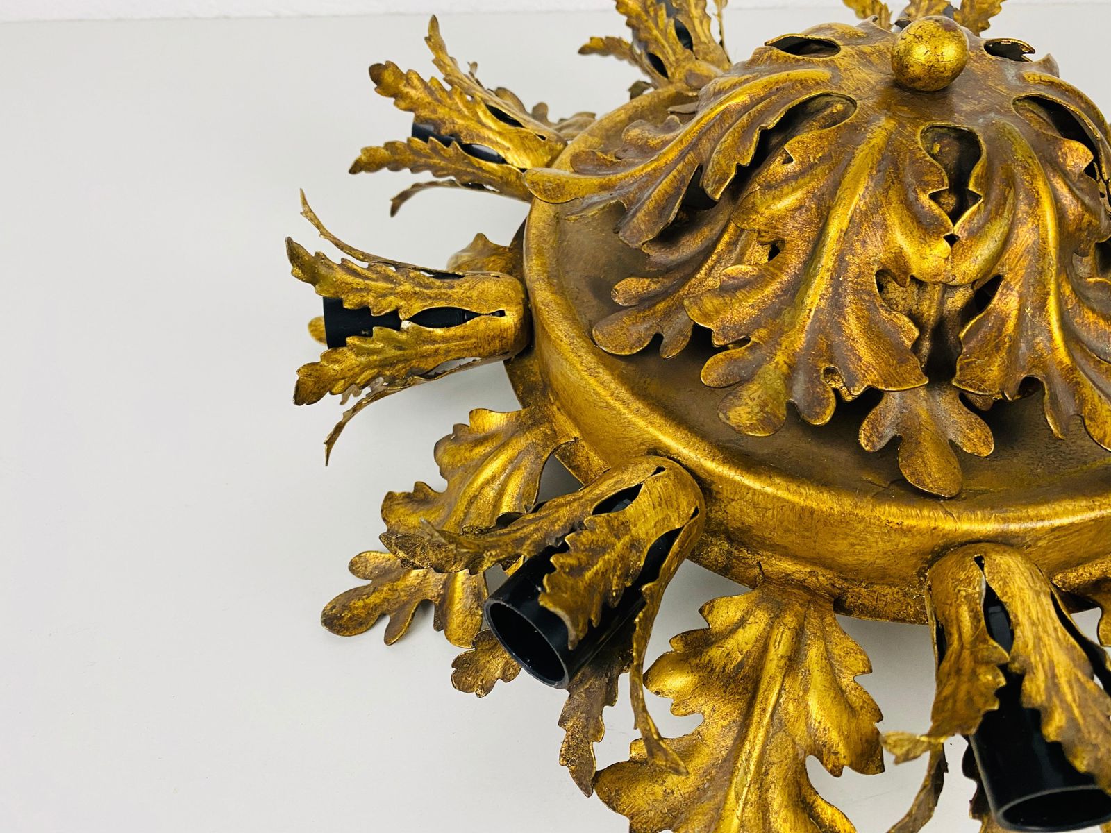 Large Brass Florentine Flower Shape Flush Mount By Banci, Italy, 1950s photo 1002.0