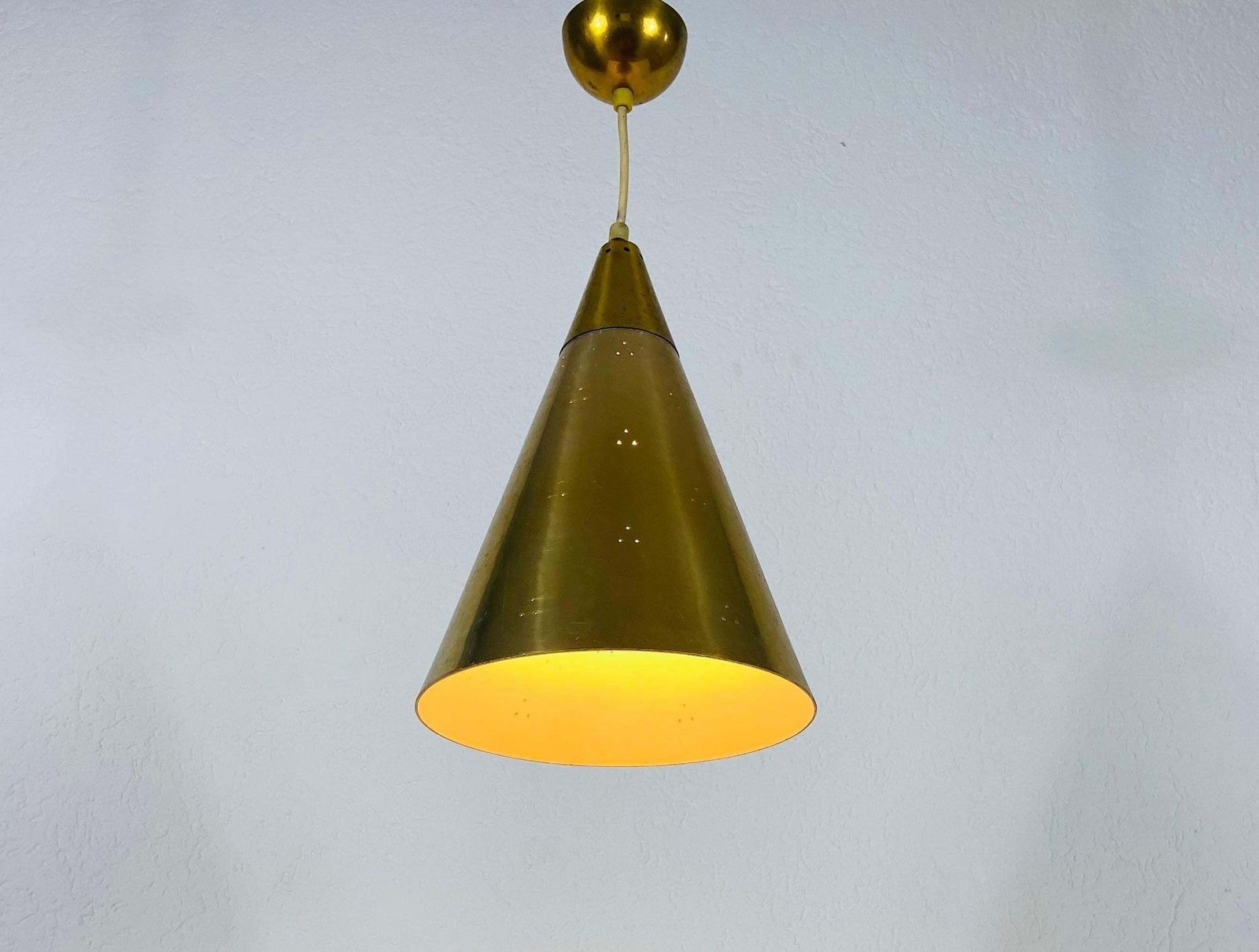 Polished Brass Pendant Lamp In The Style Of Paavo Tynell, 1950s photo vintage