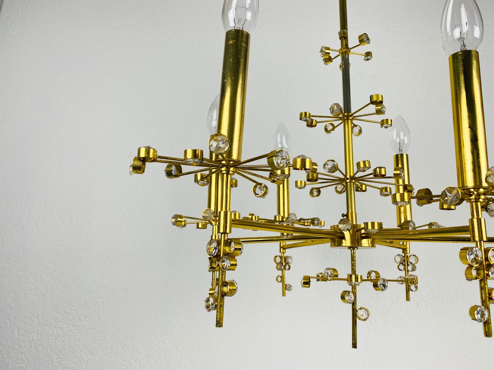Extraordinary Geometric Crystal Glass Chandelier By Palwa, Germany, 1960s photo vintage