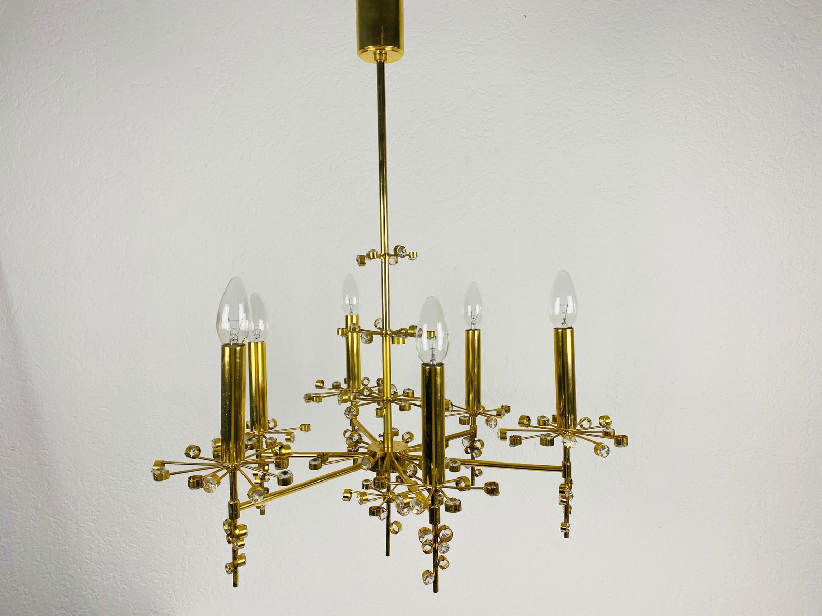 photo furniture Extraordinary Geometric Crystal Glass Chandelier By Palwa, Germany, 1960s