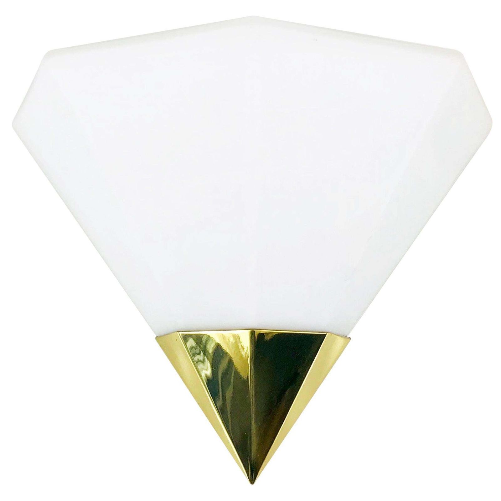 Midcentury Brass And Opaline Glass Wall Lamps By Limburg, Germany, 1970s, Set