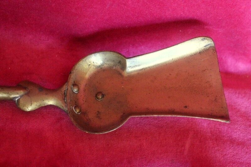 19th C Pair Of Italian Antique Brass Fireplace Companions Golden Solid Brass photo 195.0
