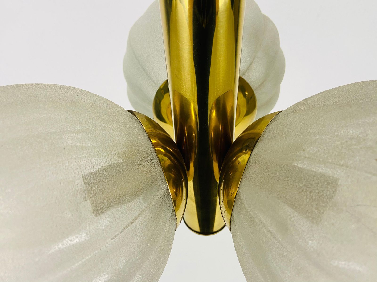 Mid Century Modern Golden Kaiser 3 Arm Space Age Chandelier, 1960s, Germany photo vinterior