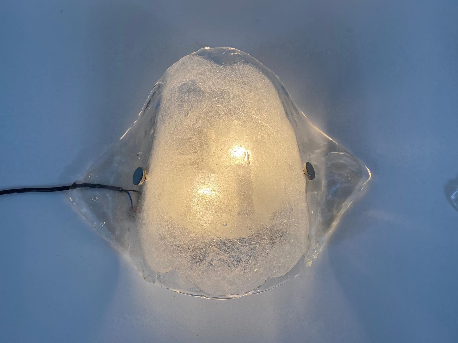 Rare Frosted Ice Glass Wall Lamp By Carlo Nason For Kalmar, Austria, 1960s photo vinterior