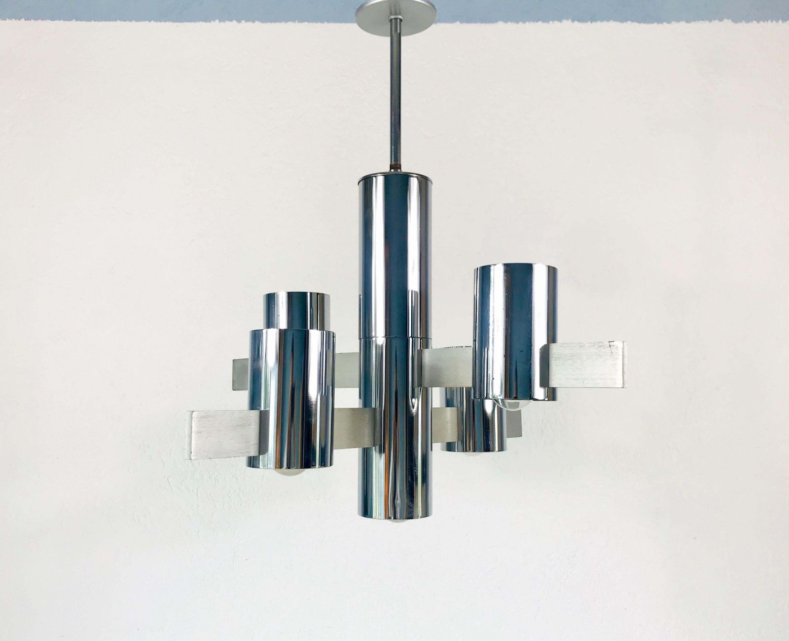 photo furniture Chrome 4 Arm Chandelier By Gaetano Sciolari, Italy, 1960s