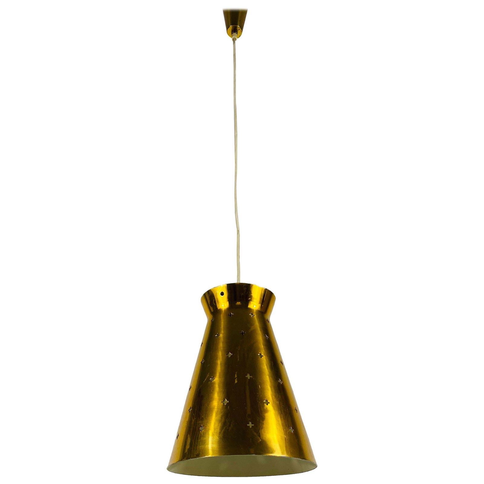 Polished Brass Pendant Lamp In The Style Of Paavo Tynell, 1950s