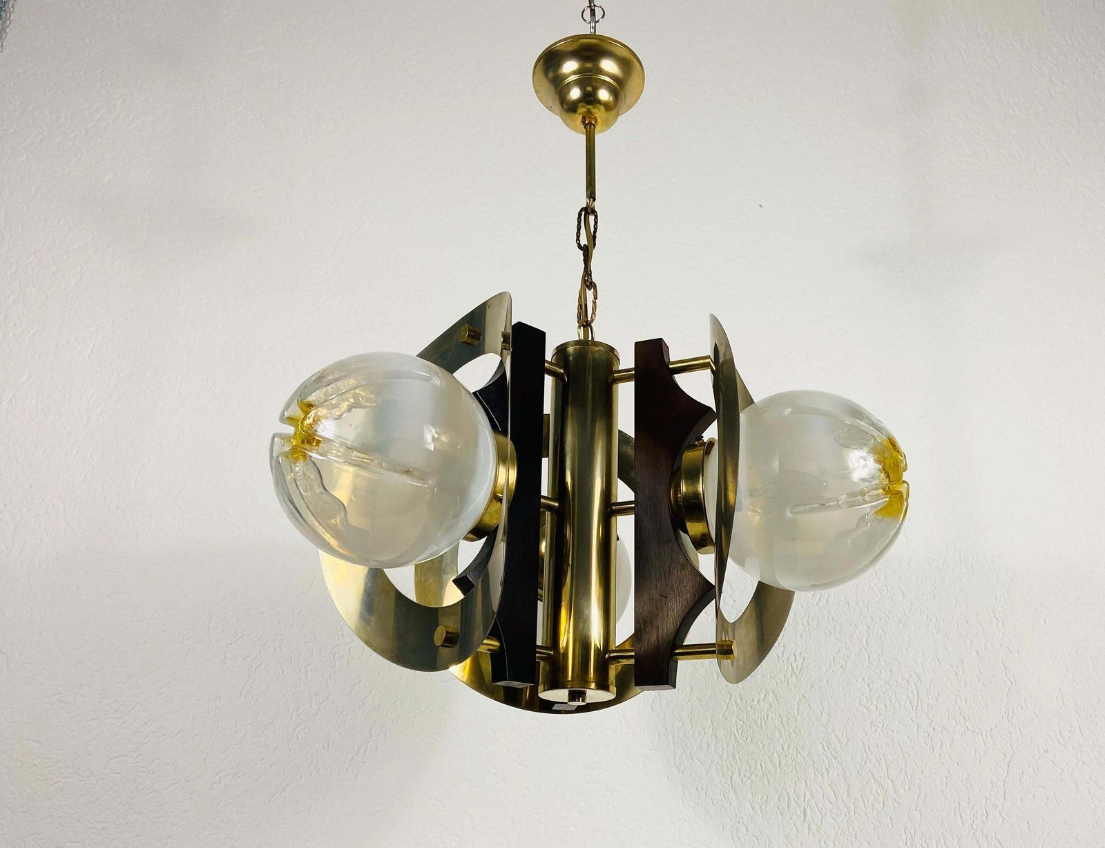 Extraordinary Aluminium And Murano Glass Ceiling Light By Mazegga, 1970s, Italy photo Lighting