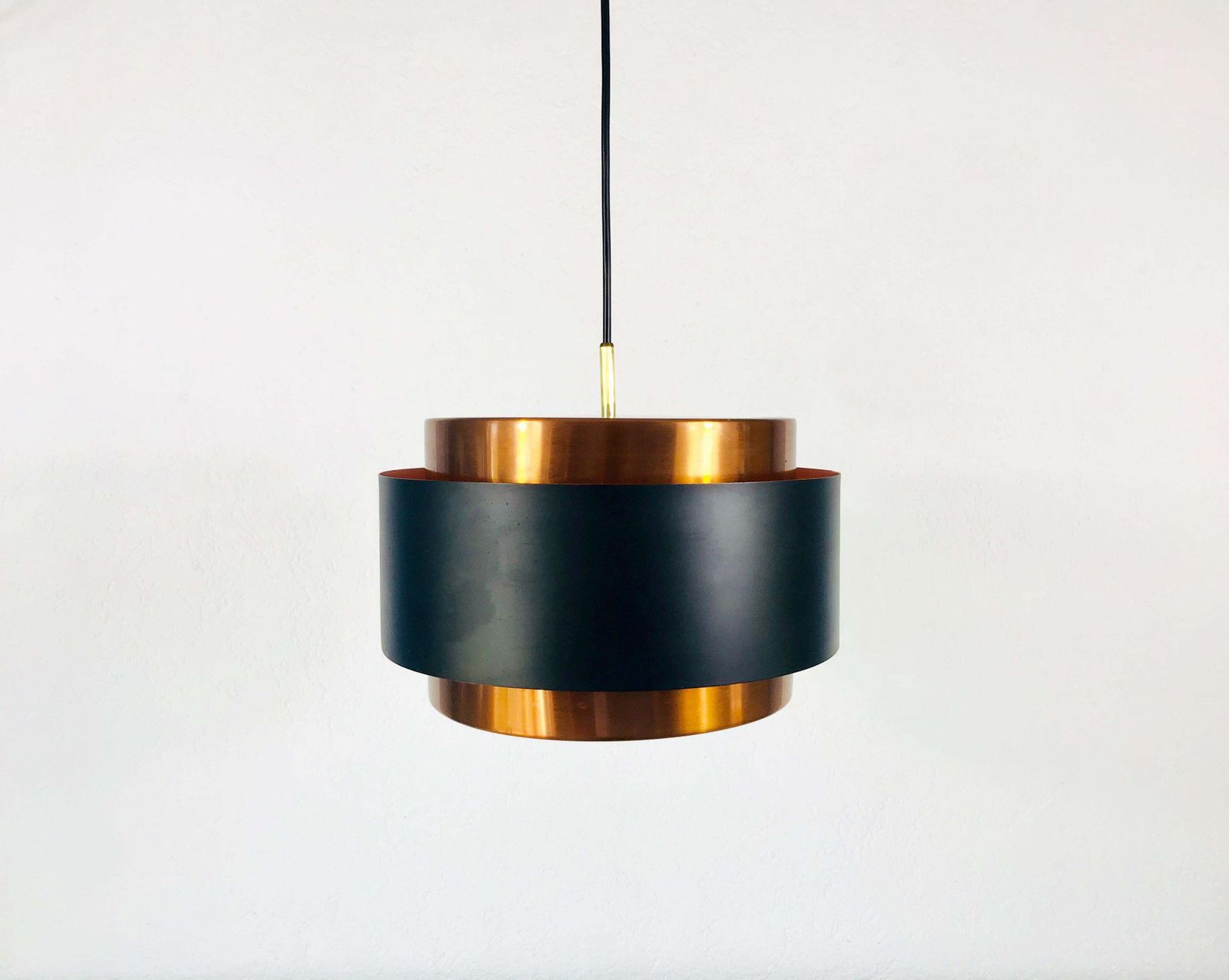 Copper And Black Saturn Pendant Lamp By Jo Hammerborg For Fog & Mørup, 1960s photo Lighting