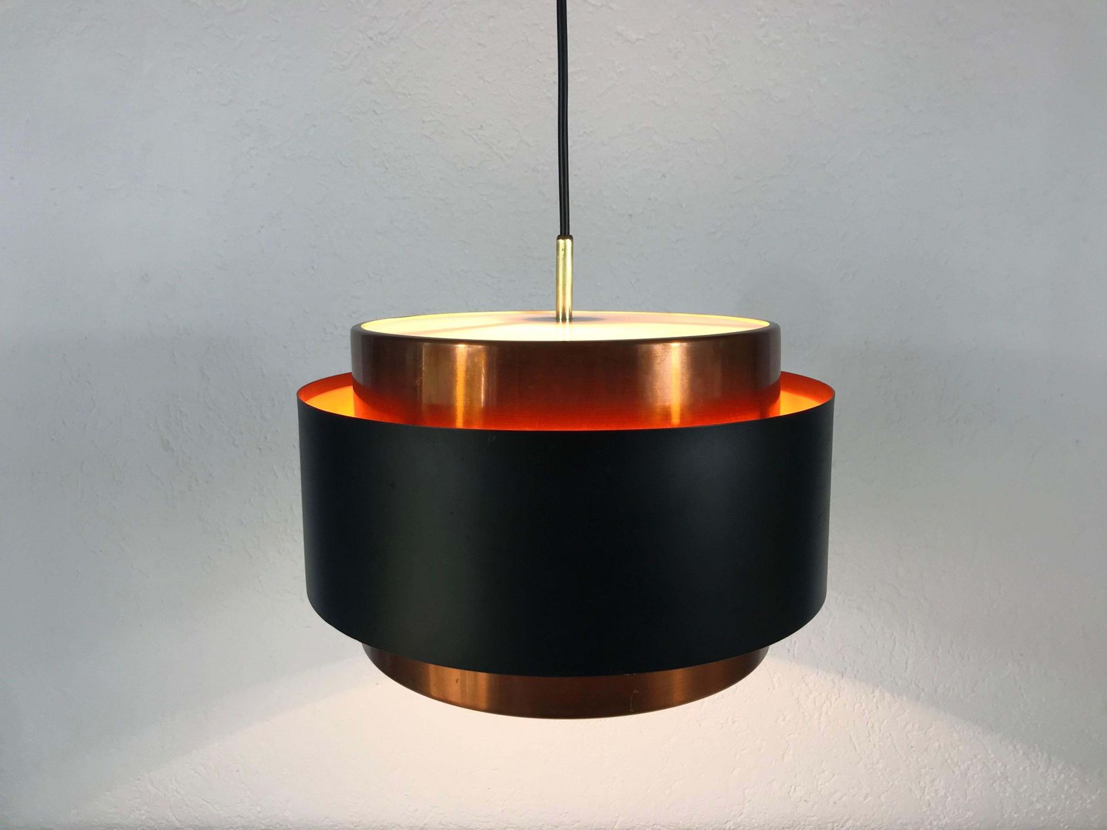 Lighting Copper And Black Saturn Pendant Lamp By Jo Hammerborg For Fog & Mørup, 1960s photo