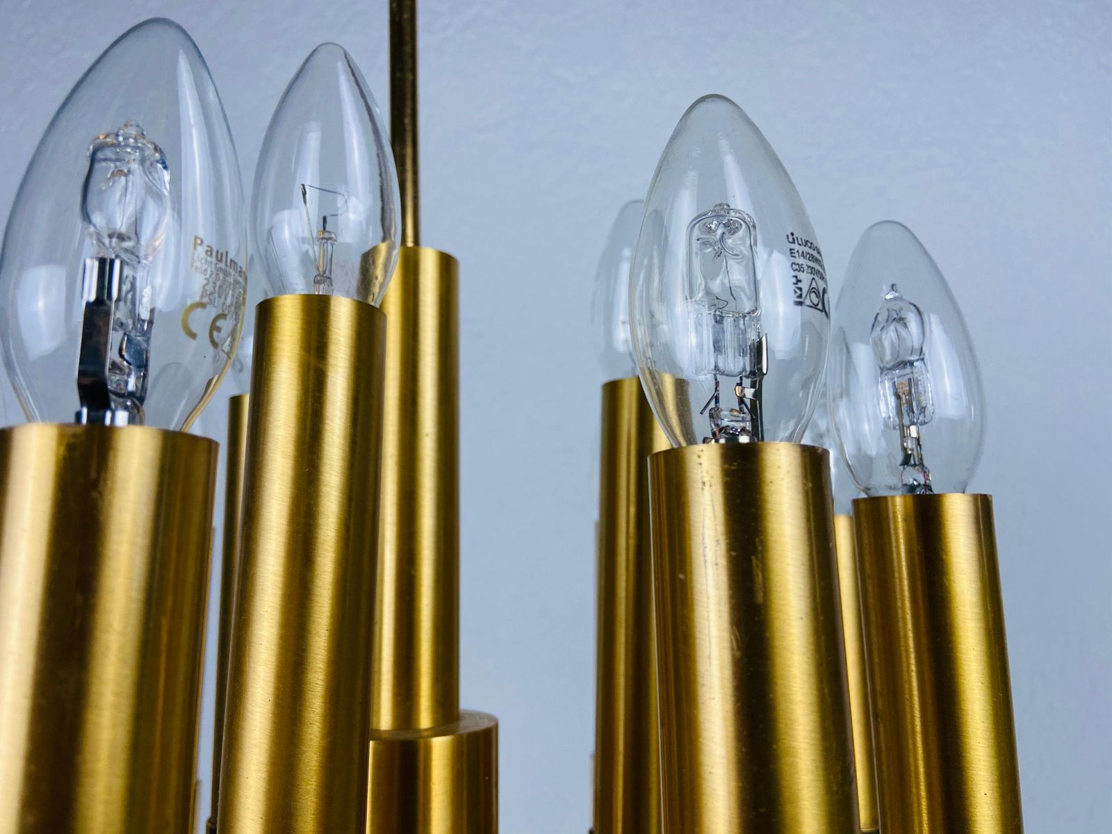 Brass 12 Arm Chandelier By Angelo Brotto For Esperiai, Italy, 1960s photo for sale