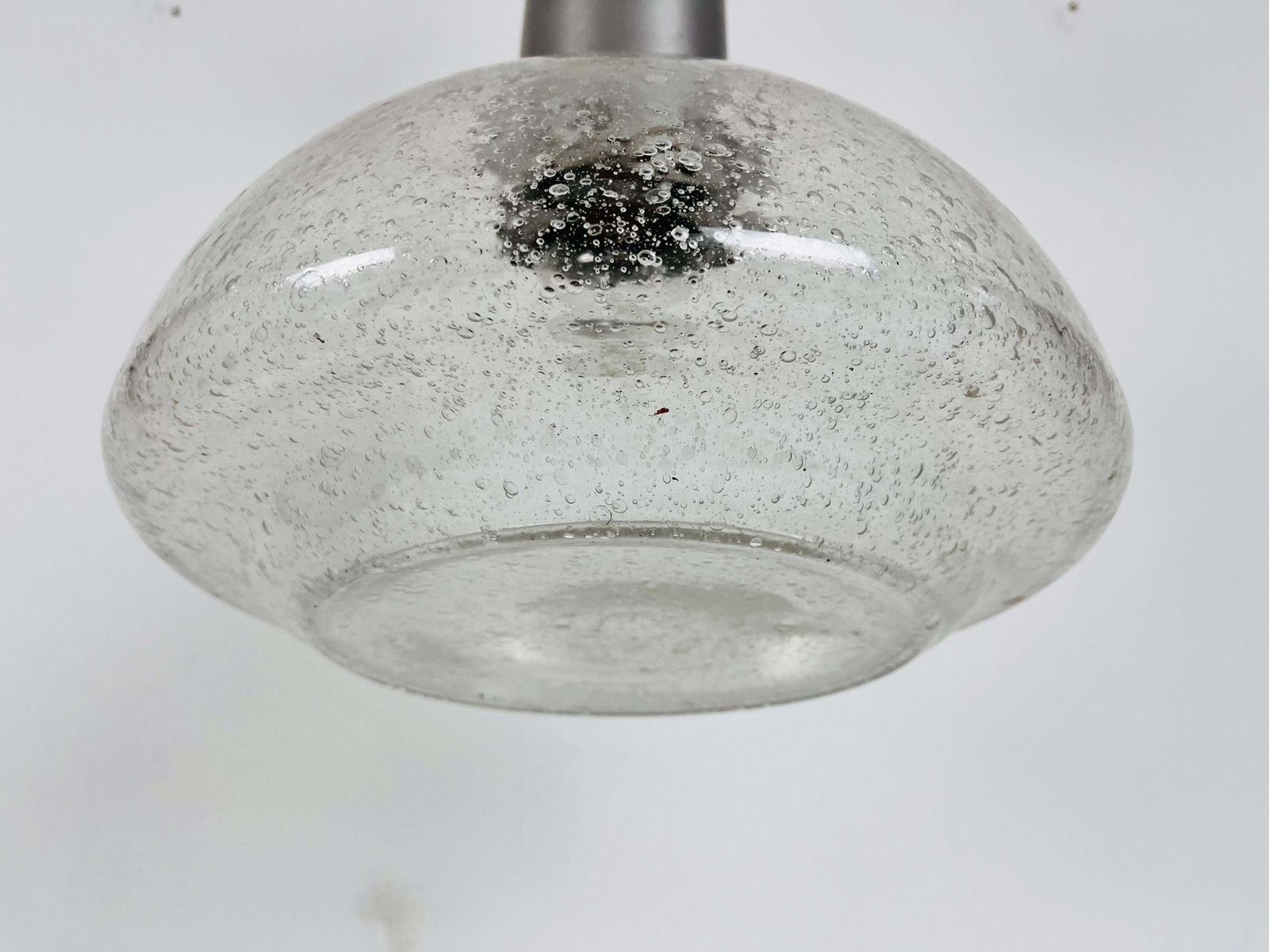 photo furniture Rare Doria Midcentury Brass And Ice Glass Pendant Lamp, 1960s