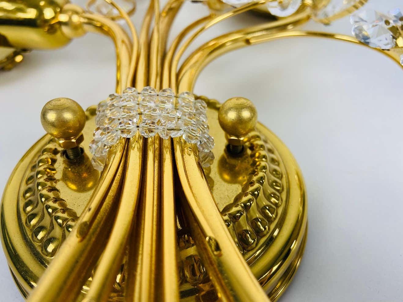 Extraordinary Floral Crystal Glass Sconce By Palwa, Germany, 1960s photo Lighting