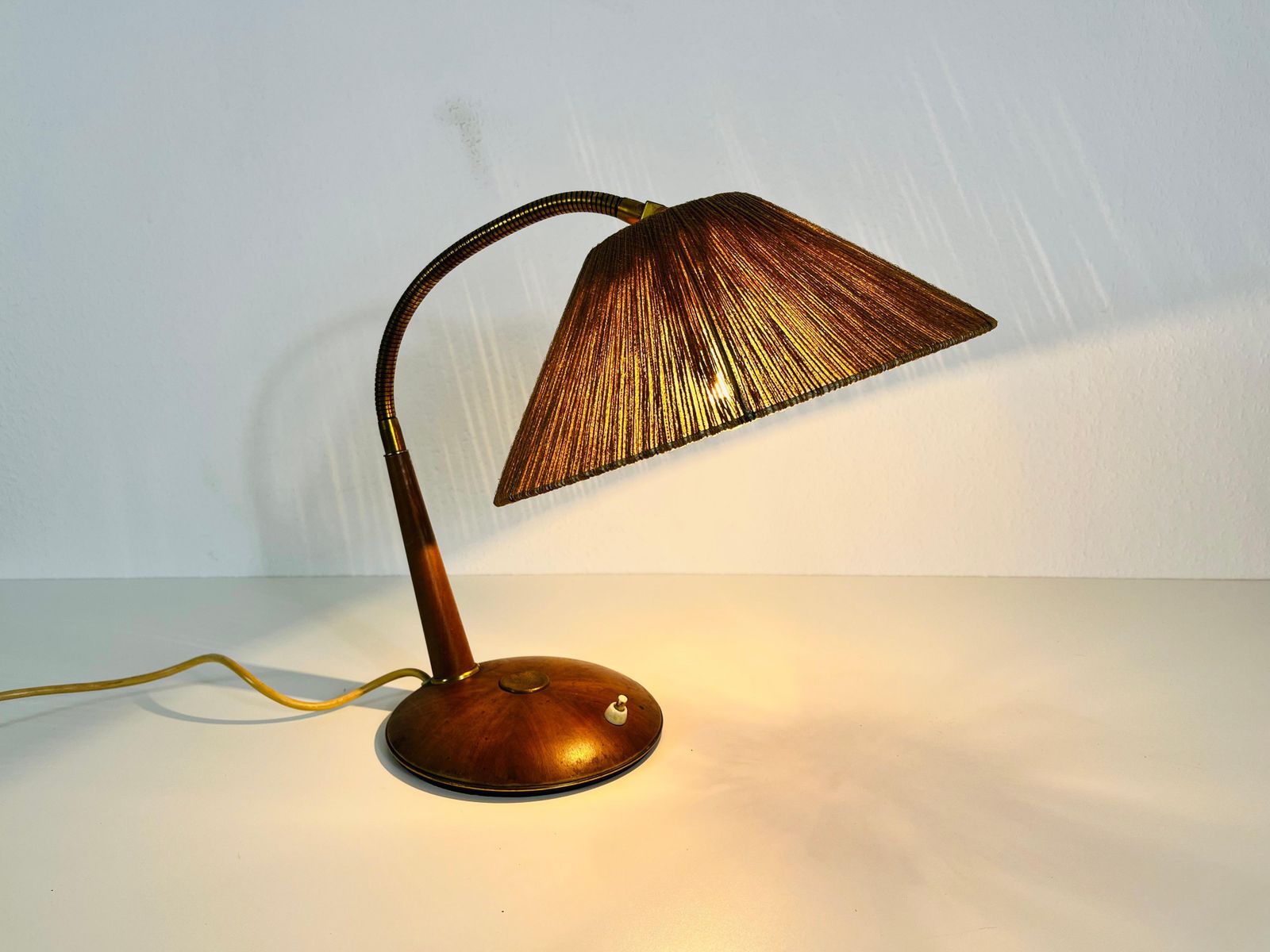 photo furniture Midcentury Teak And Rattan Table Lamp By Temde, Circa 1970