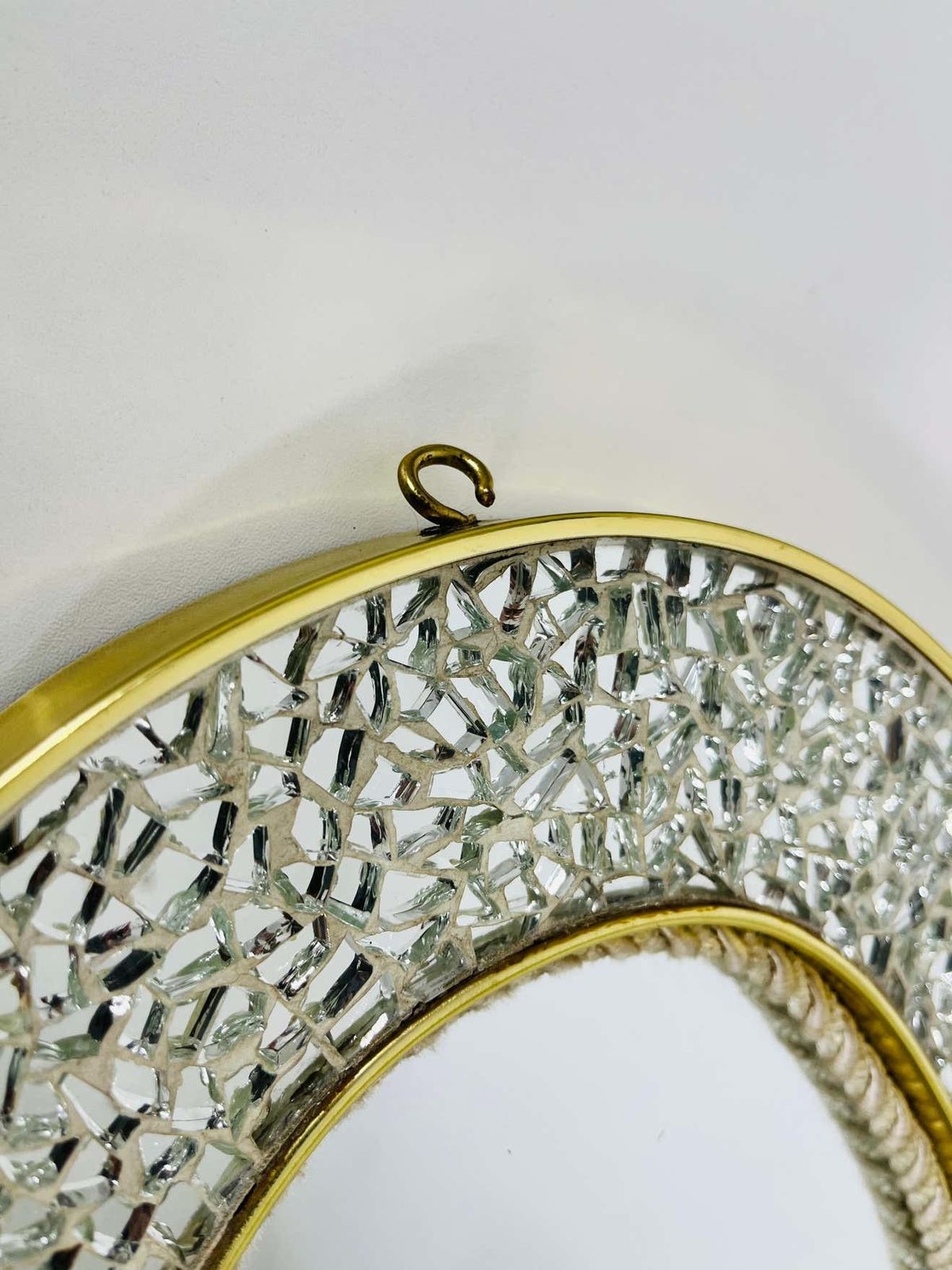 Italian Brass Framed Mosaic Wall Mirror, 1960s, Italy photo buy