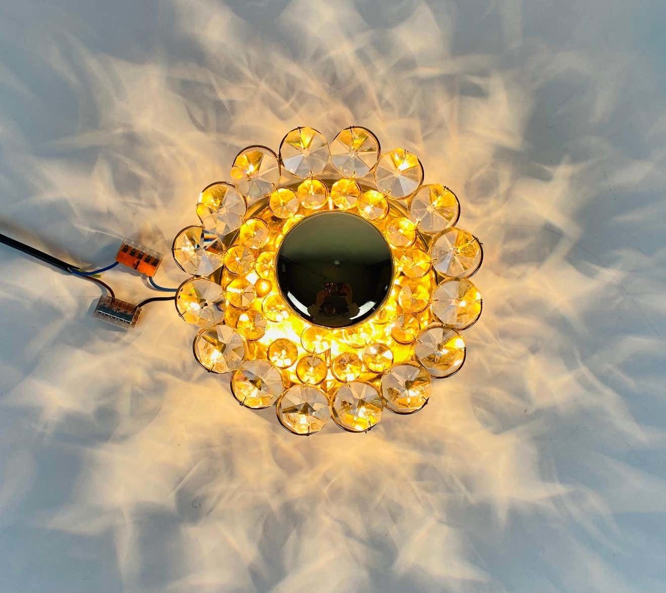 Pair Of Crystal Glass Sconces By Palwa, Germany, 1960s photo for sale