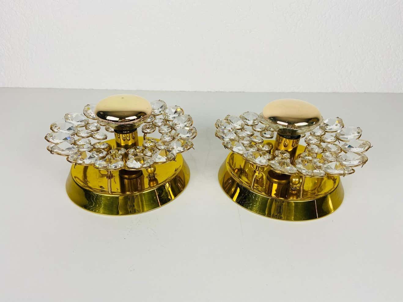 Pair Of Crystal Glass Sconces By Palwa, Germany, 1960s photo buy