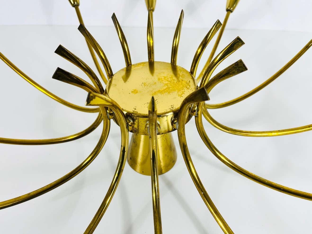 1 Of 2 Brass 12 Arm Sputnik Chandelier Arredoluce Attributed, 1950s photo vintage