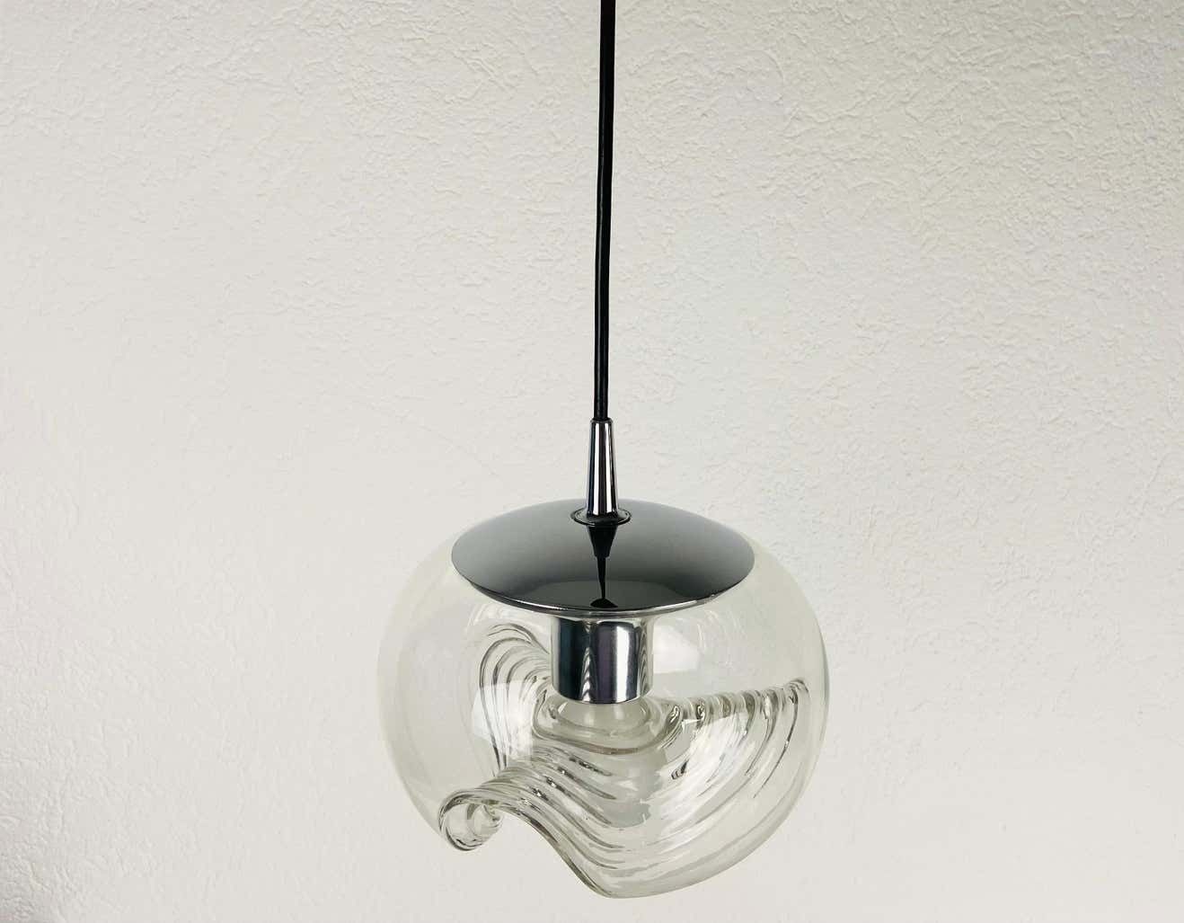 Transparent Glass Pendant Lamp By Koch & Lowy For Peill And Putzler, 1960 photo Lighting