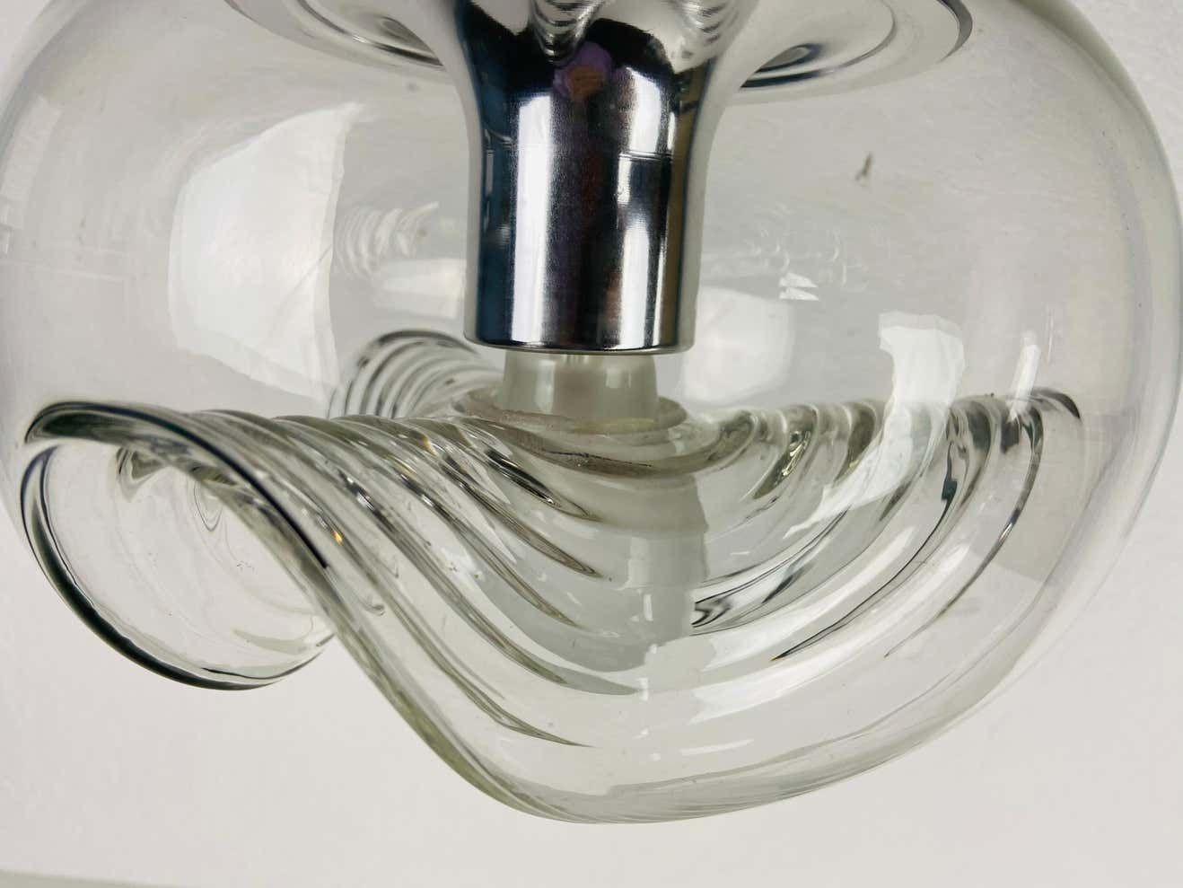 Transparent Glass Pendant Lamp By Koch & Lowy For Peill And Putzler, 1960 photo vintage